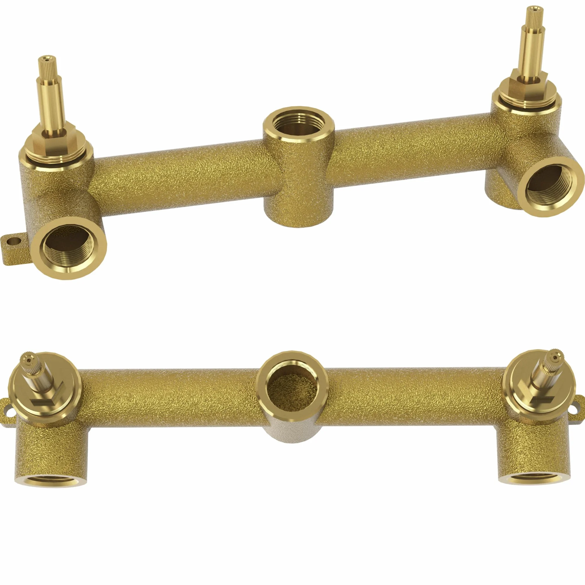 VALAZ Rubinetto Bagno Lavabo a Muro Acciaio Spazzolato Protezione PVD | Rubinetto lavabo a Due Maniglie Acqua Fredda e Calda | Installazione Facile | Ottone, Inossidabile, Becco 21cm, Serie Nalon