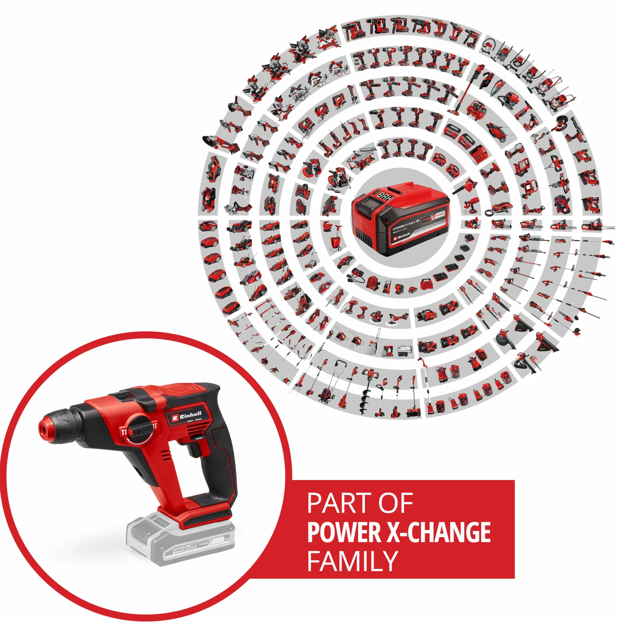 Einhell tassellatore a batteria TE-HD 18/12 Li - Solo Power X-Change (Bit Adapter incluso nella dotazione di consegna, 1,3 Joule, SDS+, 12 mm su cemento)