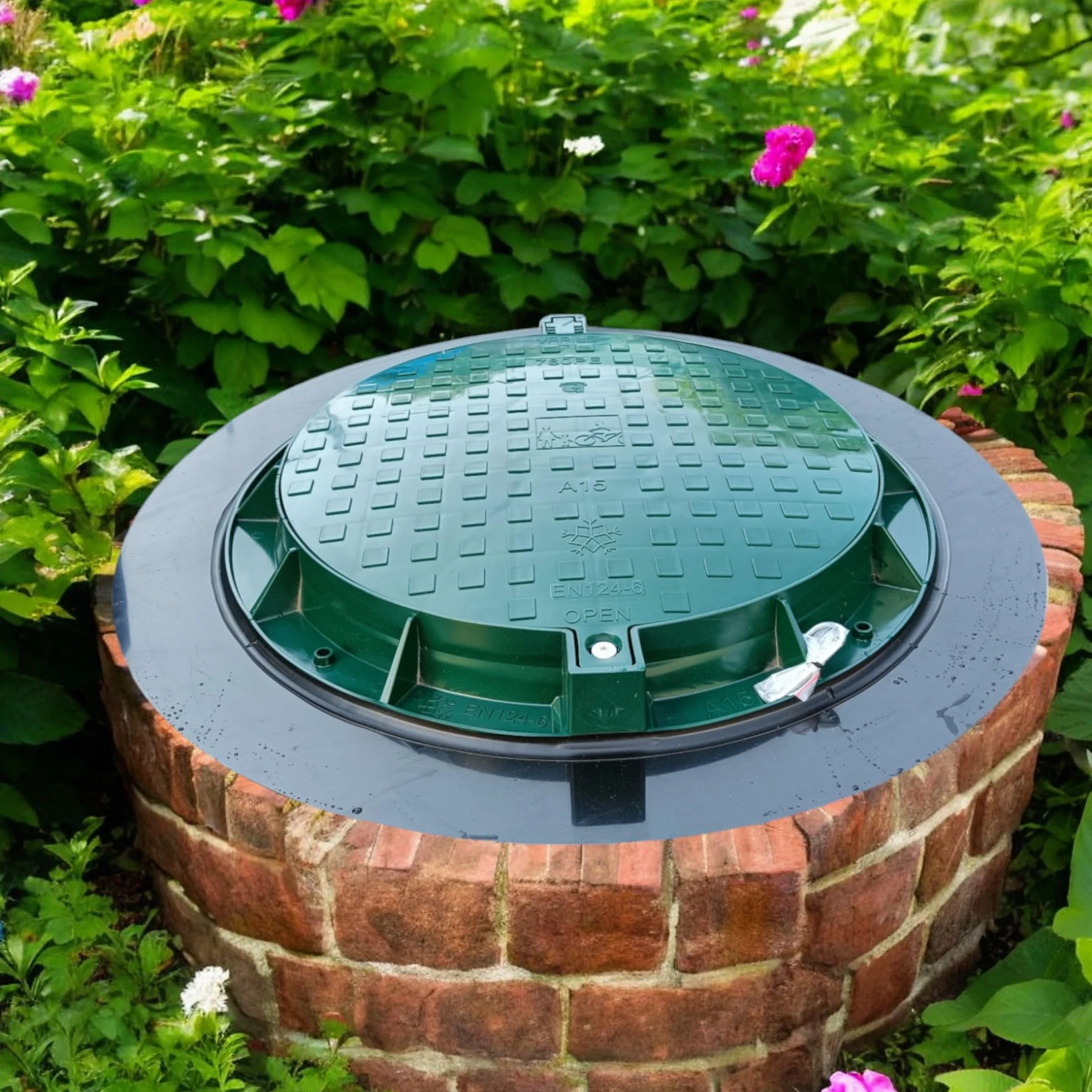 Varile 1100mm XXL Copertura tombino in plastica I coperchio pozzetto universale I coperchio cisterna (verde)
