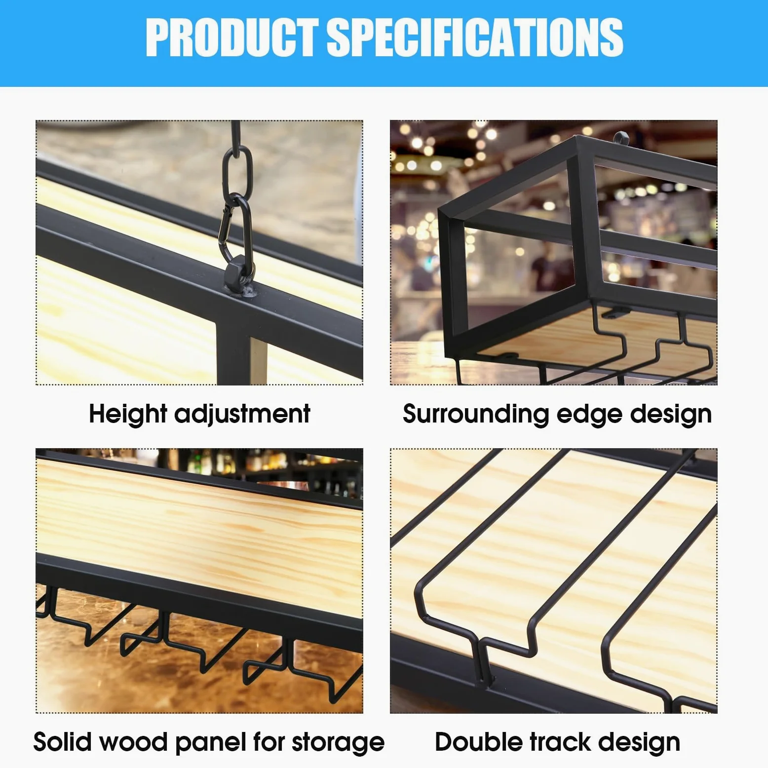 Mensola a soffitto Scaffale Decorativo Sospeso, Scaffale Galleggiante Rustico - Portabottiglie Da Soffitto, Per Soggiorno/cucina/bar, Con Catena Di Ferro Da 1 M (Size : 100 * 25 * 100cm)