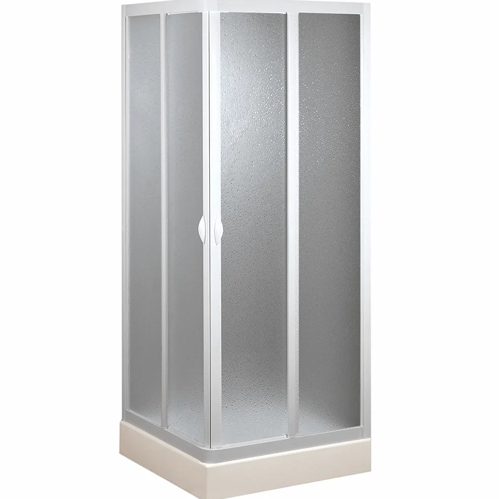 Forte: Box doccia Smart angolare in PVC-Acrilico, Anticalcare, Riducibile, Chiusura Magnetica, Kit completo, 80L x 80P x 185H, Bianco