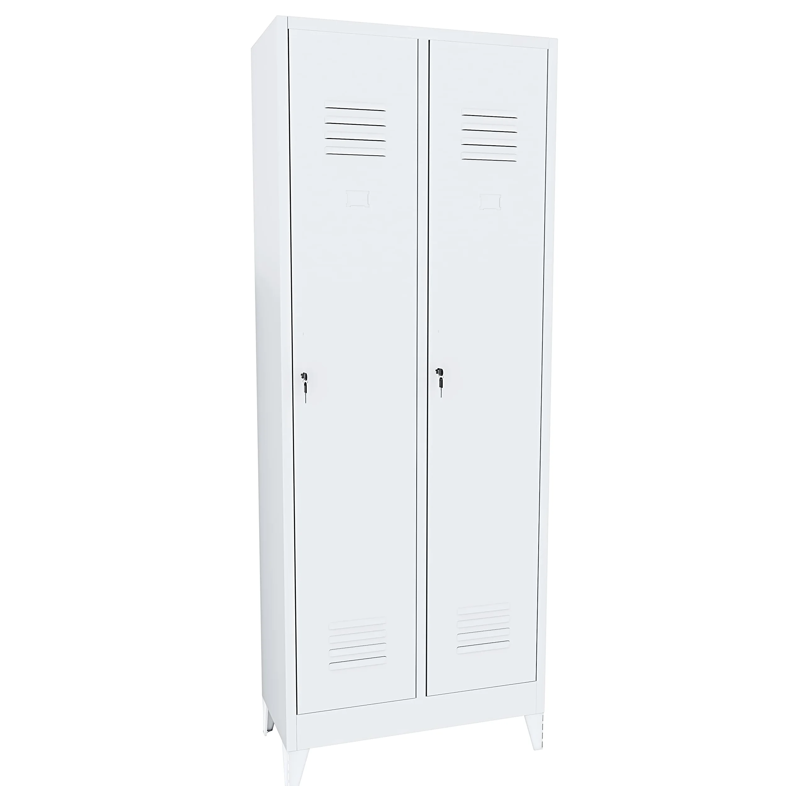 Armadietto Spogliatoio Sporco/Pulito 2 Posti In Lamiera Di Acciaio Salvaspazio Con Chiave Ripiano Appendiabiti Ganci e Porta Cartellino Per Interno Lavoro Piscina 180 x 33 x 68.5 Cm Grigio
