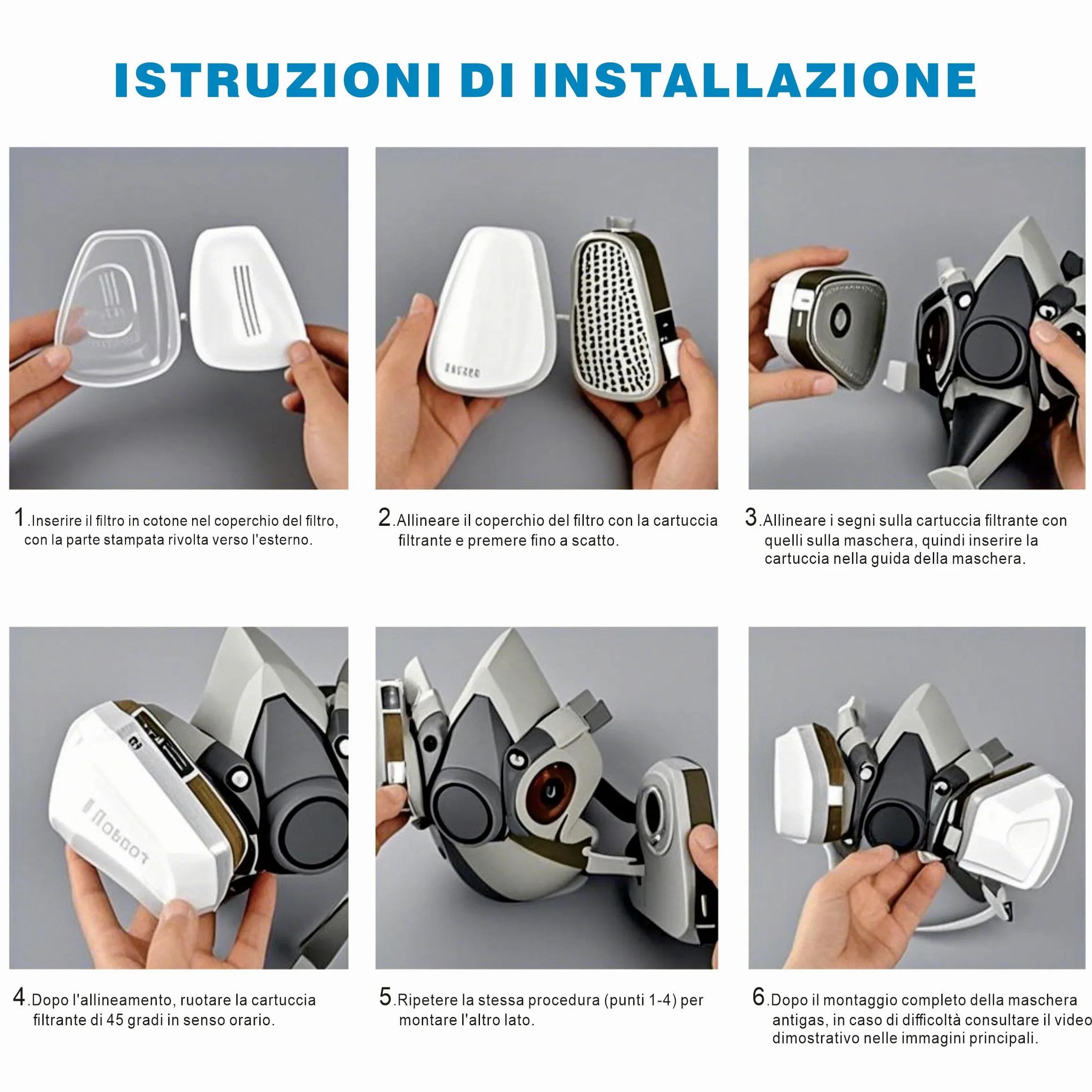 Maschera Antigas Con Filtro,Riutilizzabile Maschera Antipolvere Con Occhiali Protettivi Semifacciale Per La Protezione Sul Lavoro Falegnameria,Saldatura E Lucidatura
