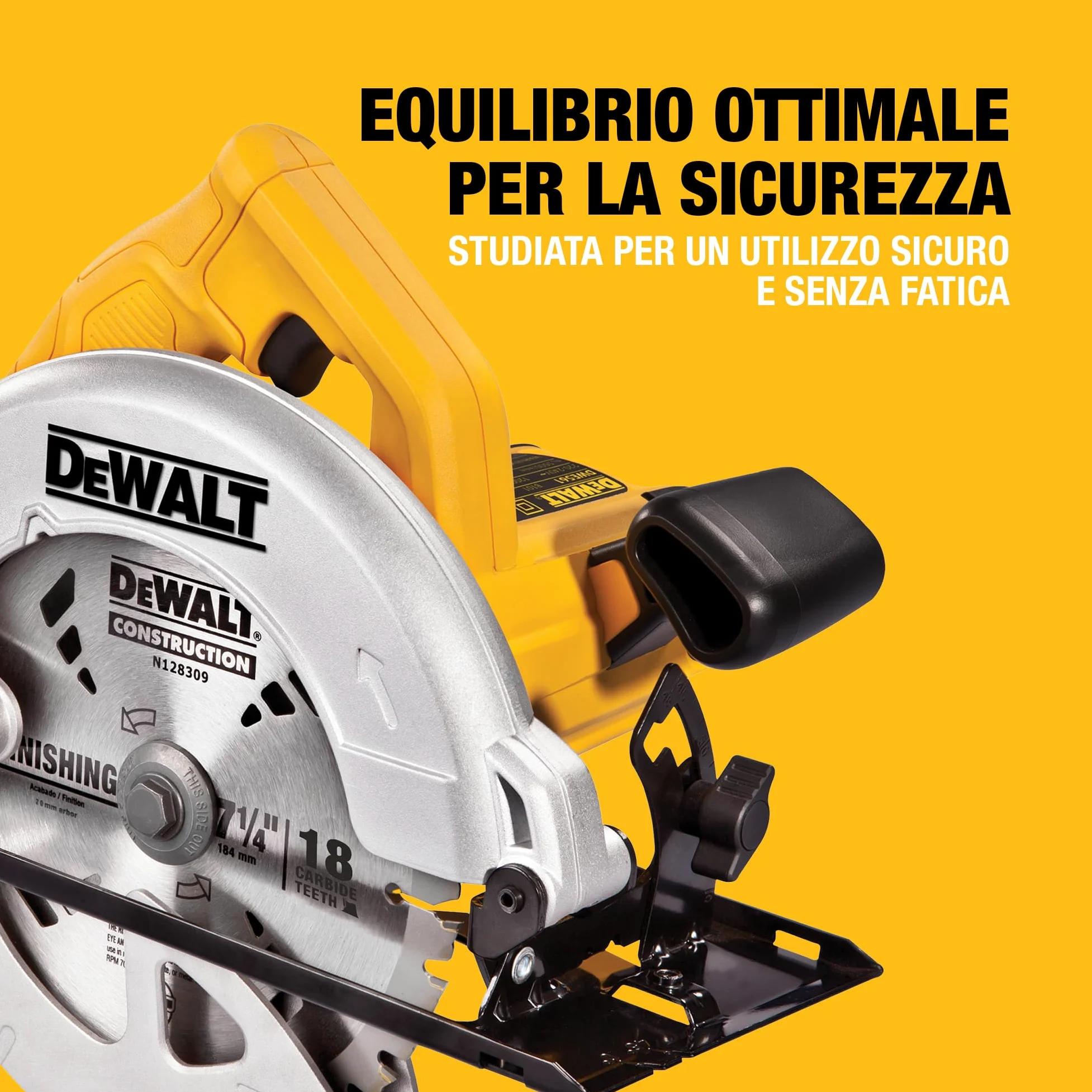 DEWALT Sega circolare con lama da 184mm, Motore da 1350W, DWE560-QS