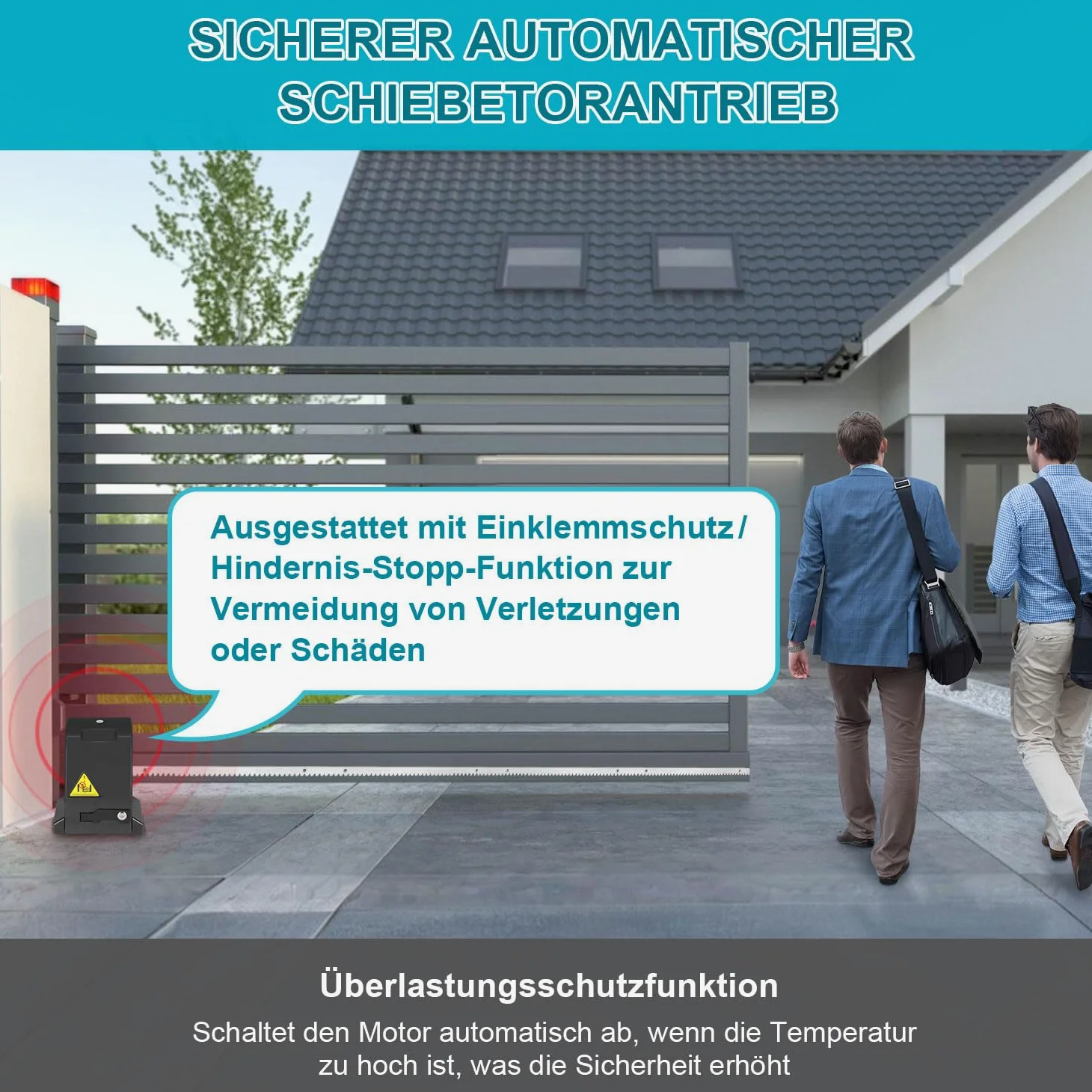 Sonnewelt Azionamento scorrevole da 370 W, set apriporta da garage con 2 telecomandi, lunghezza cancello 12 m, 8 cremagliera in acciaio, apriporta fino a 800 kg, automatico per hotel, fabbrica