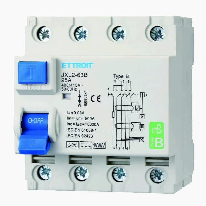 Interruttore Differenziale Puro Magnetotermico 4P 25A 30mA CURVA B 6KA AC/DC 380V 30mA CURVA B per Guida DIN - 4 Moduli DIN - Protezione Circuiti e Sicurezza Impianti