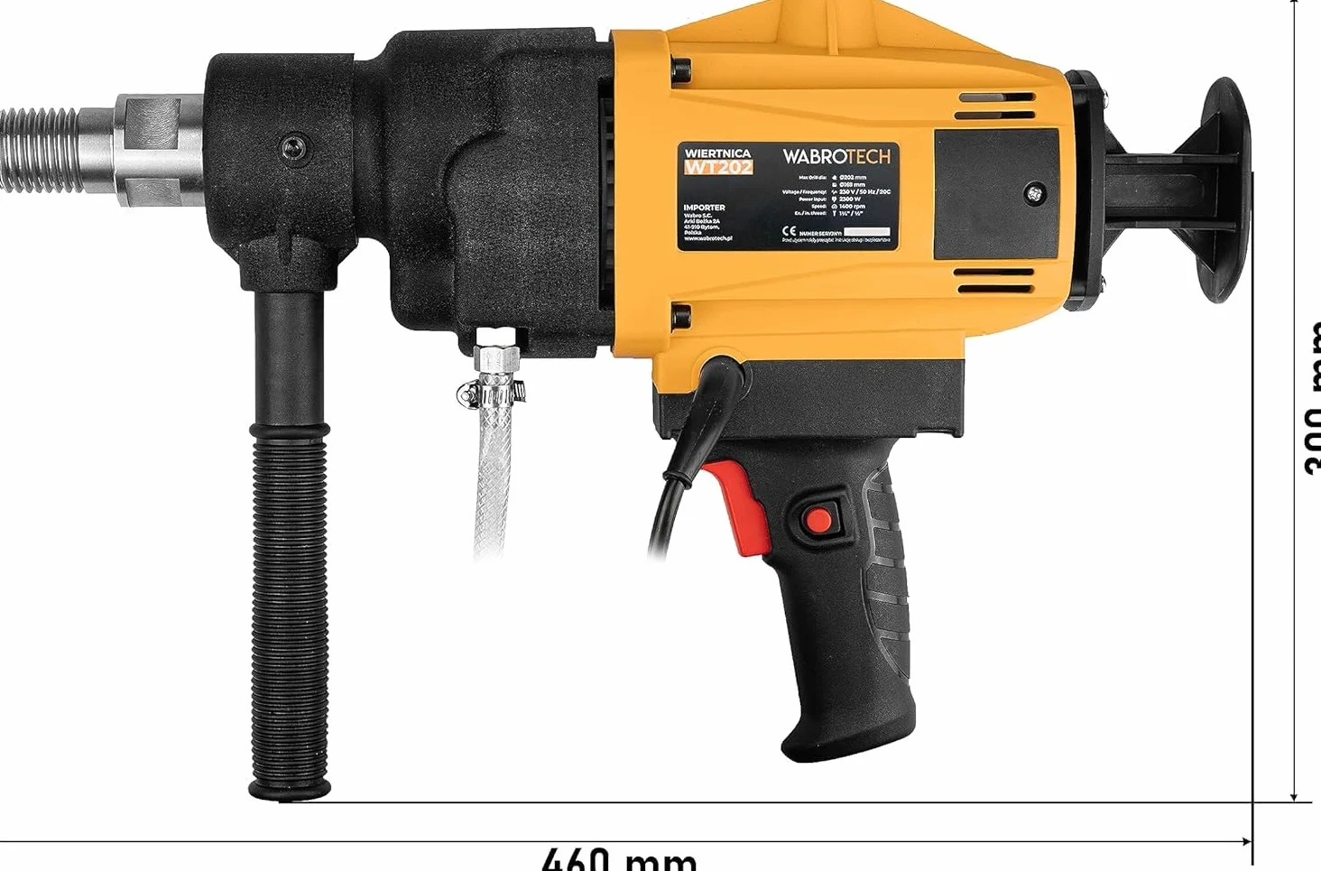 Carotatrice Manuale 2300 W su Supporto per Carotatricee Inclinabile - Caarotatrice Diamantata con PRCD - Carotatrice a Mani Libere 1400 Giri/min per Carotaggio a Umido e a Secco Ø 22-202 mm