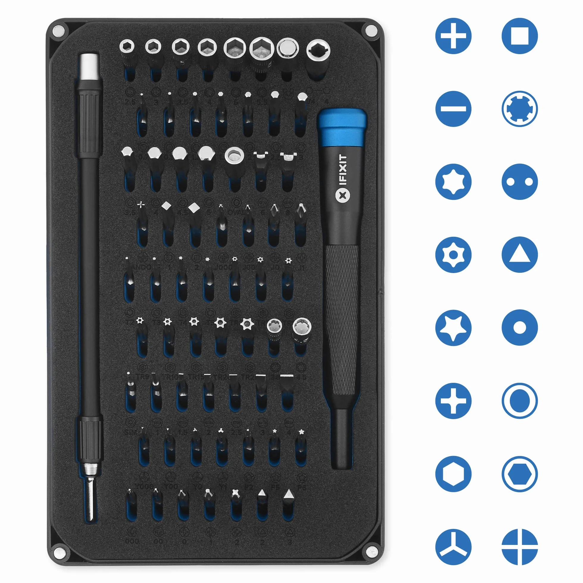 iFixit Mako Precision Bit Set, set di punte da cacciavite di precisione, con 64 punte per cacciavite (4 mm), per smartphone, tablet, console ecc.