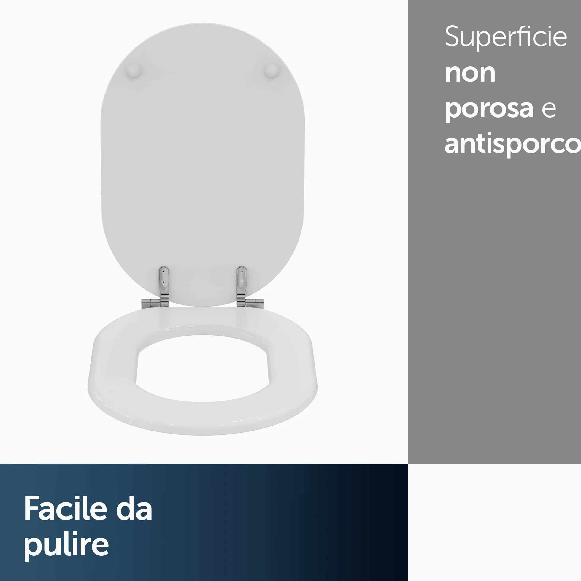 Ideal Standard Fiorile Sedile WC, forma arrotondata, Sedile del water resistente, incluso set di cerniere per una facile installazione, realizzato in materiale robusto – Bianco (345x475 mm)