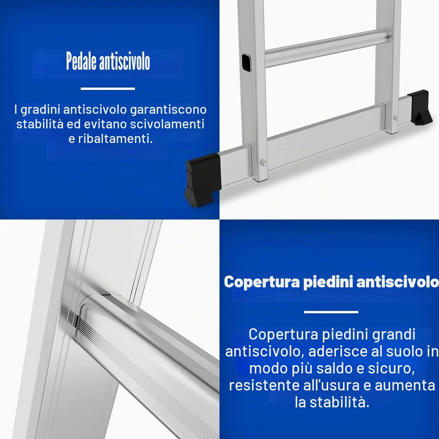 Scala multiuso in alluminio, 4 x 5, 582 cm, 7 in 1, pieghevole, per uso domestico