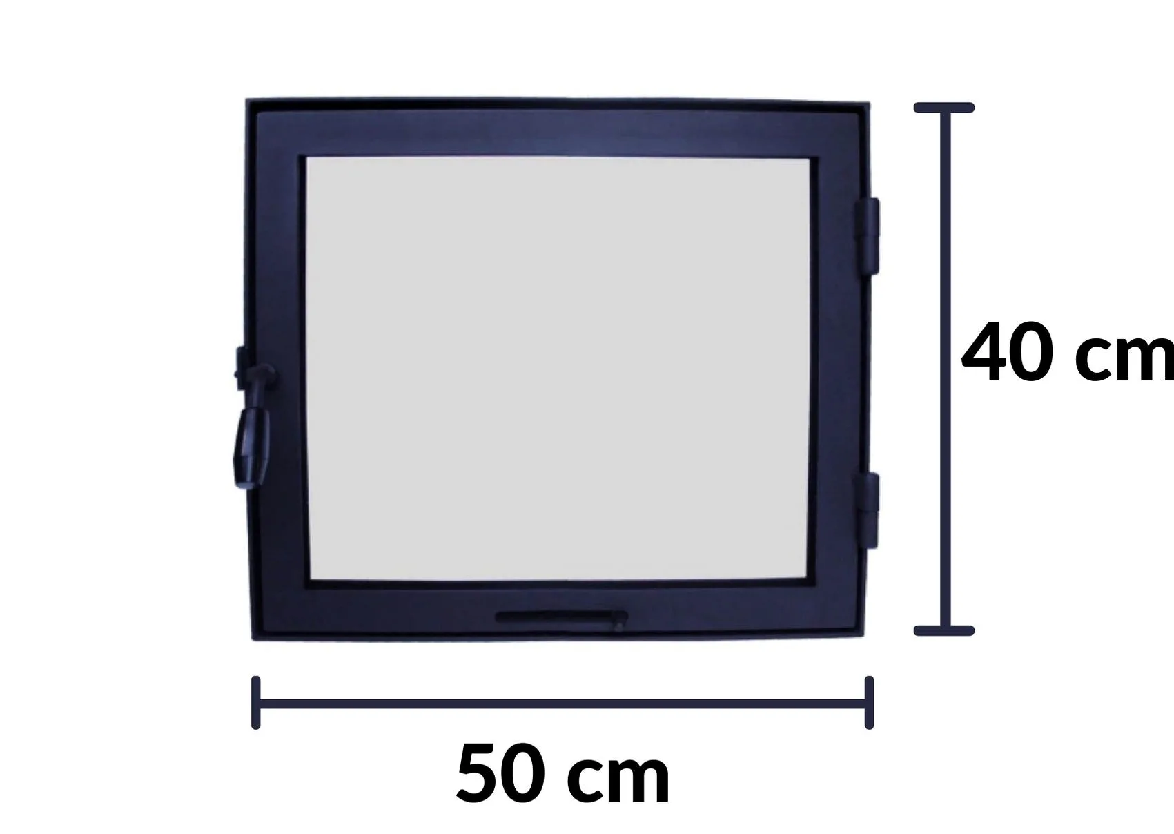 Porta da forno 50 x 40 cm con vetro per pizza, ghisa, per forno in pietra, apertura sinistra, manico destro