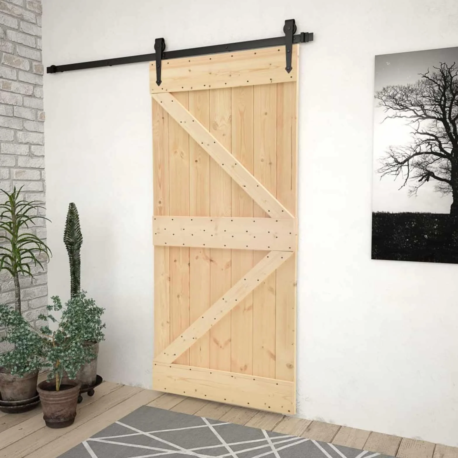 vidaXL Porta NARVIK Naturale 80 x 210 cm Legno di pino solido, Porta rettangolare moderna, in pino solido, salvaspazio, divisorio, design contemporaneo e funzionale