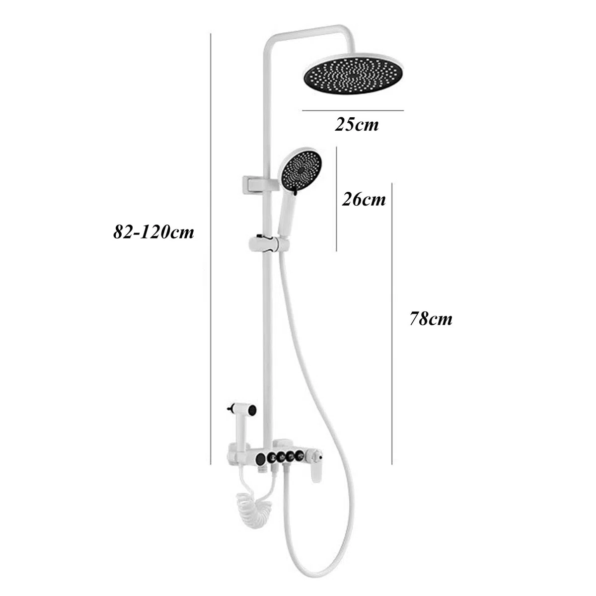 Soffione doccia combinato, soffione doccia a pioggia ad alta pressione da 25,4 cm, con braccio di estensione regolabile, funzione display digitale e soffione portatile a 3 impostazioni