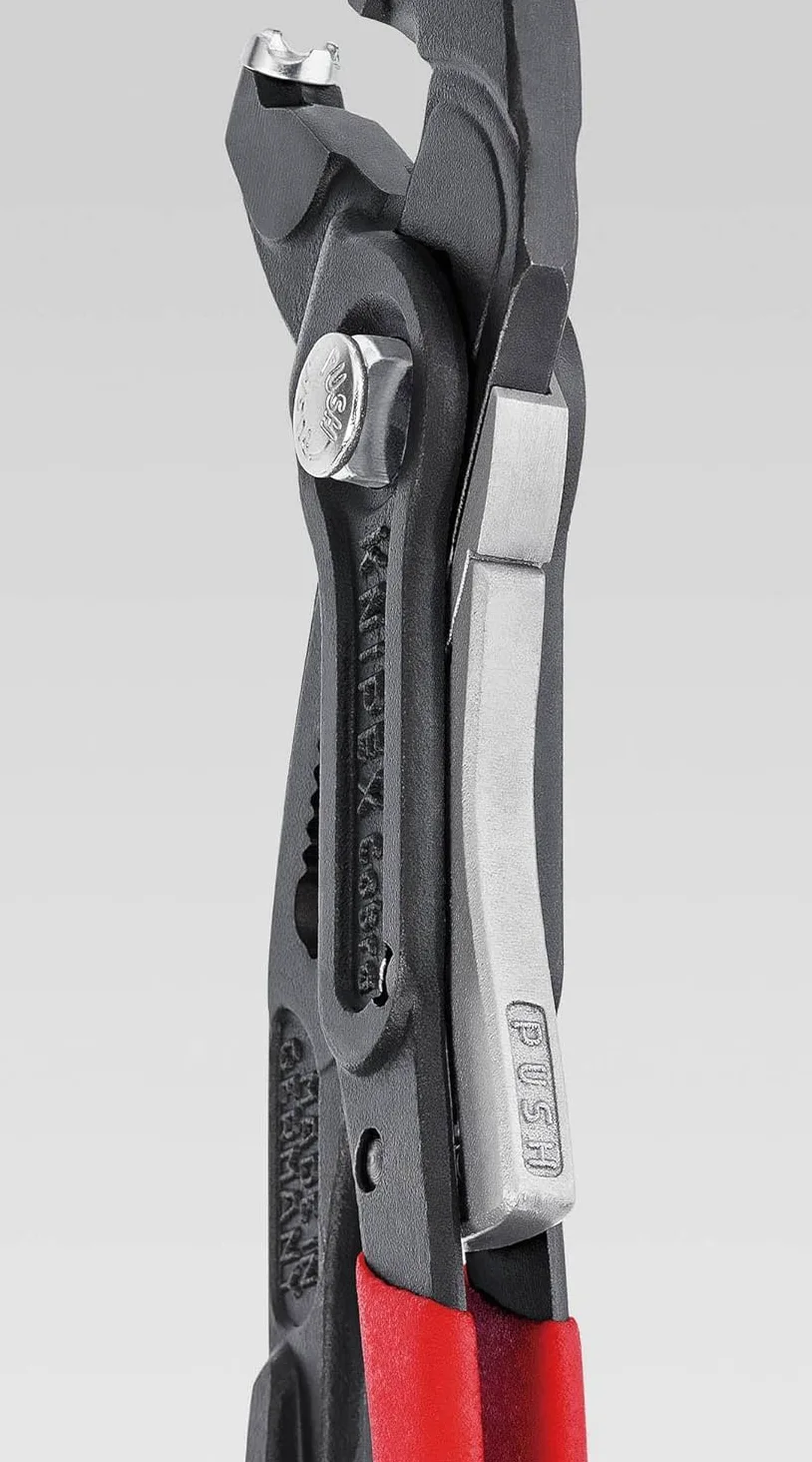 KNIPEX Pinza per fascette elastiche con fermo di blocco bonderizzata grigia Rivestiti in resina sintetica antiscivolo 250 mm, 85 51 250 AF