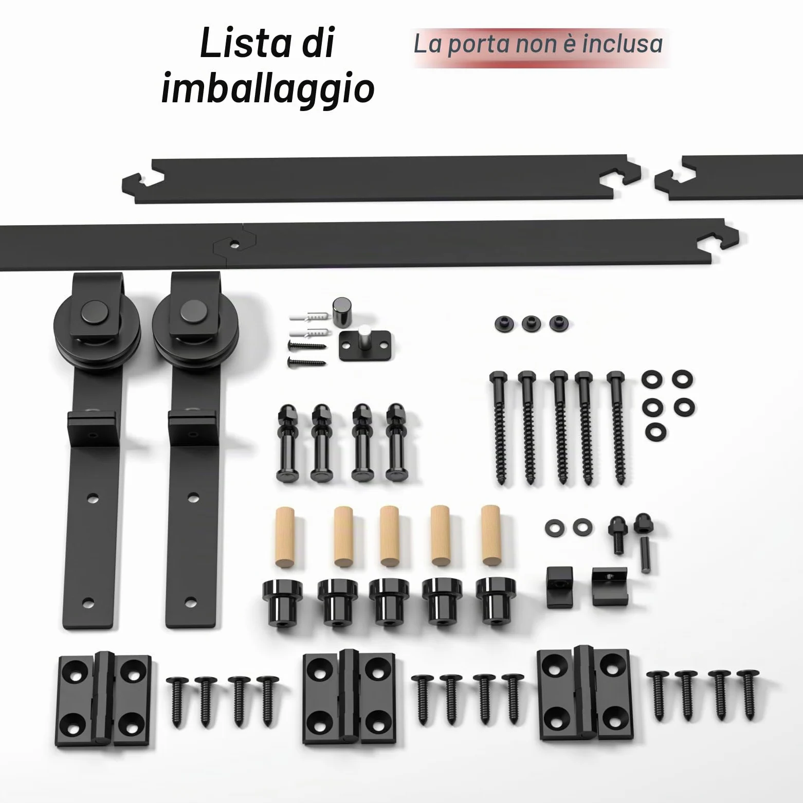 CCJH Kit di binari per porta scorrevole a 2 ante pieghevoli da 100 cm (porta non inclusa)