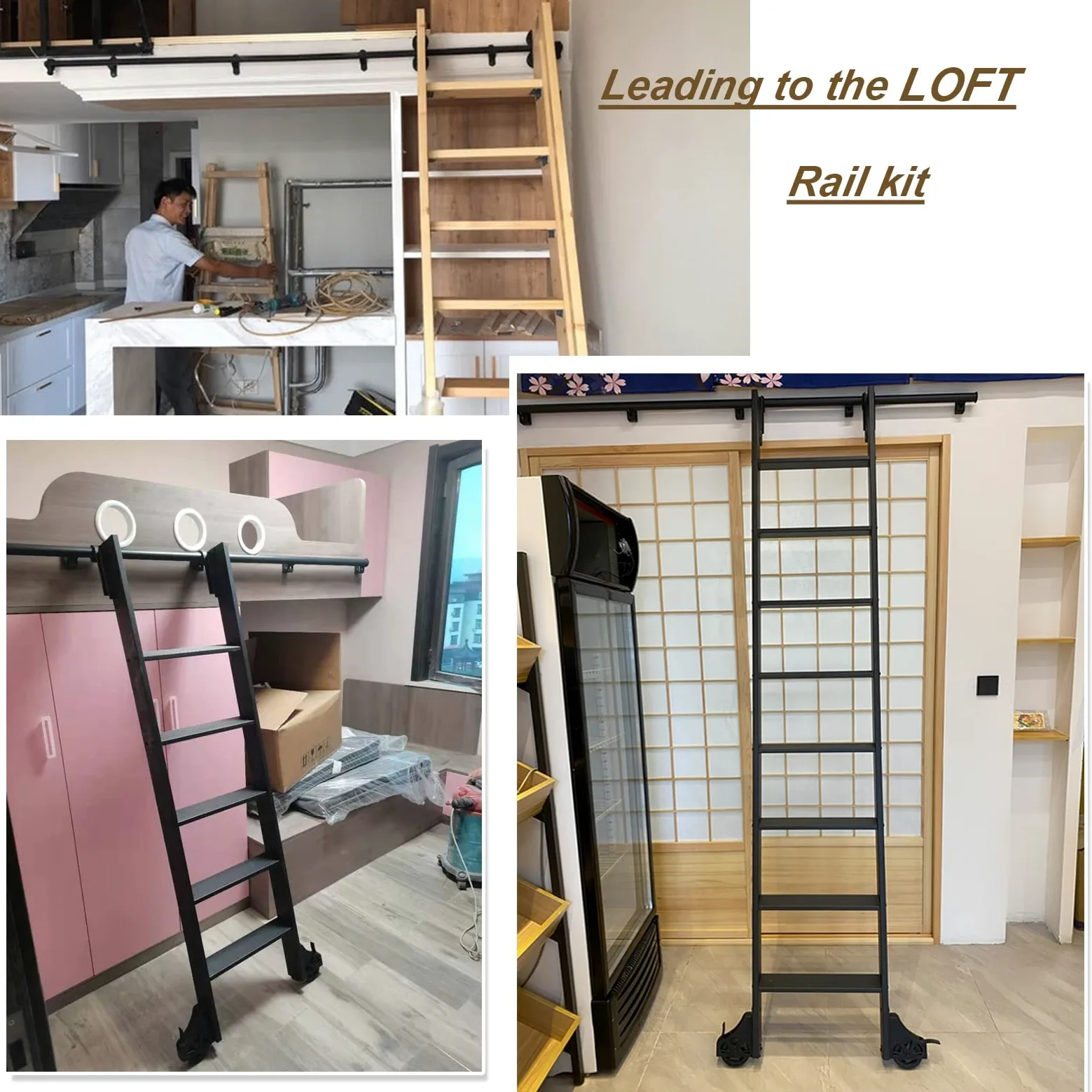 Kit libreria Scorrevole con ferramenta Scorrevole Kit Scala Scorrevole per libreria Kit ferramenta Binario Scorrevole Sistema Binario Scala Kit Binario per Porta Scorrevole in Legno Kit Arma