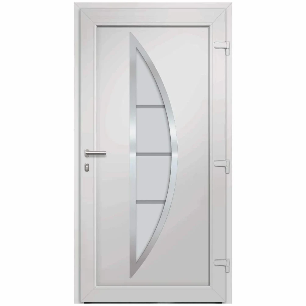 vidaXL Porta di Ingresso con Accessori Sicurezza Eleganza Entrata Casa Edifici Soglia Alluminio Rinforzi e Anima in Acciaio Bianca 108x200 cm