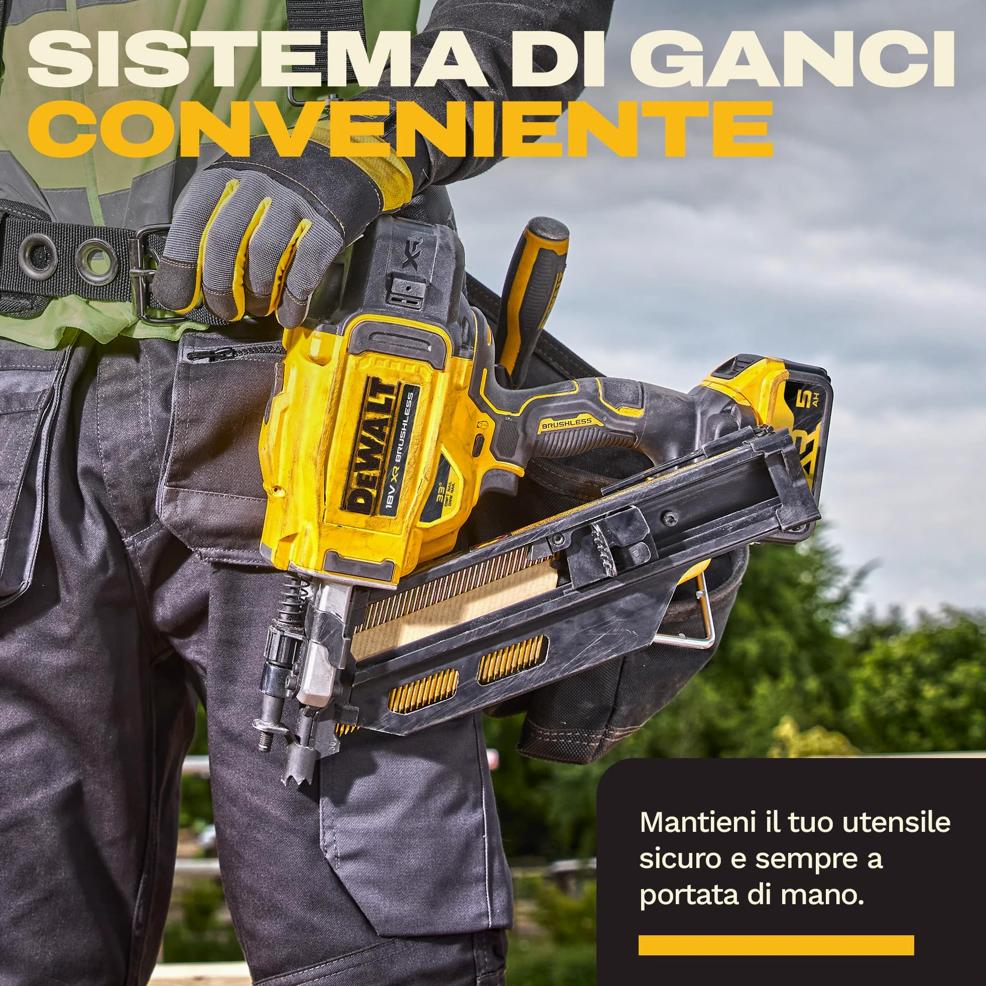 DEWALT 18V XR Chiodatrice per Strutture Brushless di Nuova Generazione, solo utensile, DCN950N-XJ