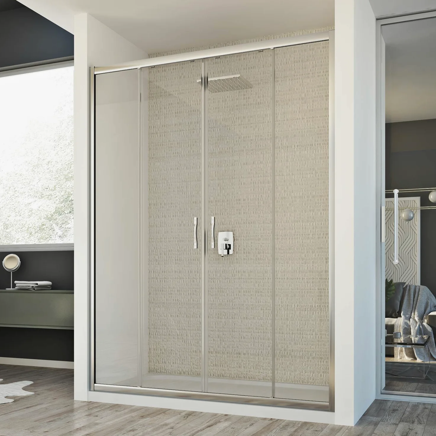 Porta Doccia 150CM H198 Trasparente mod. Young 2 Ante