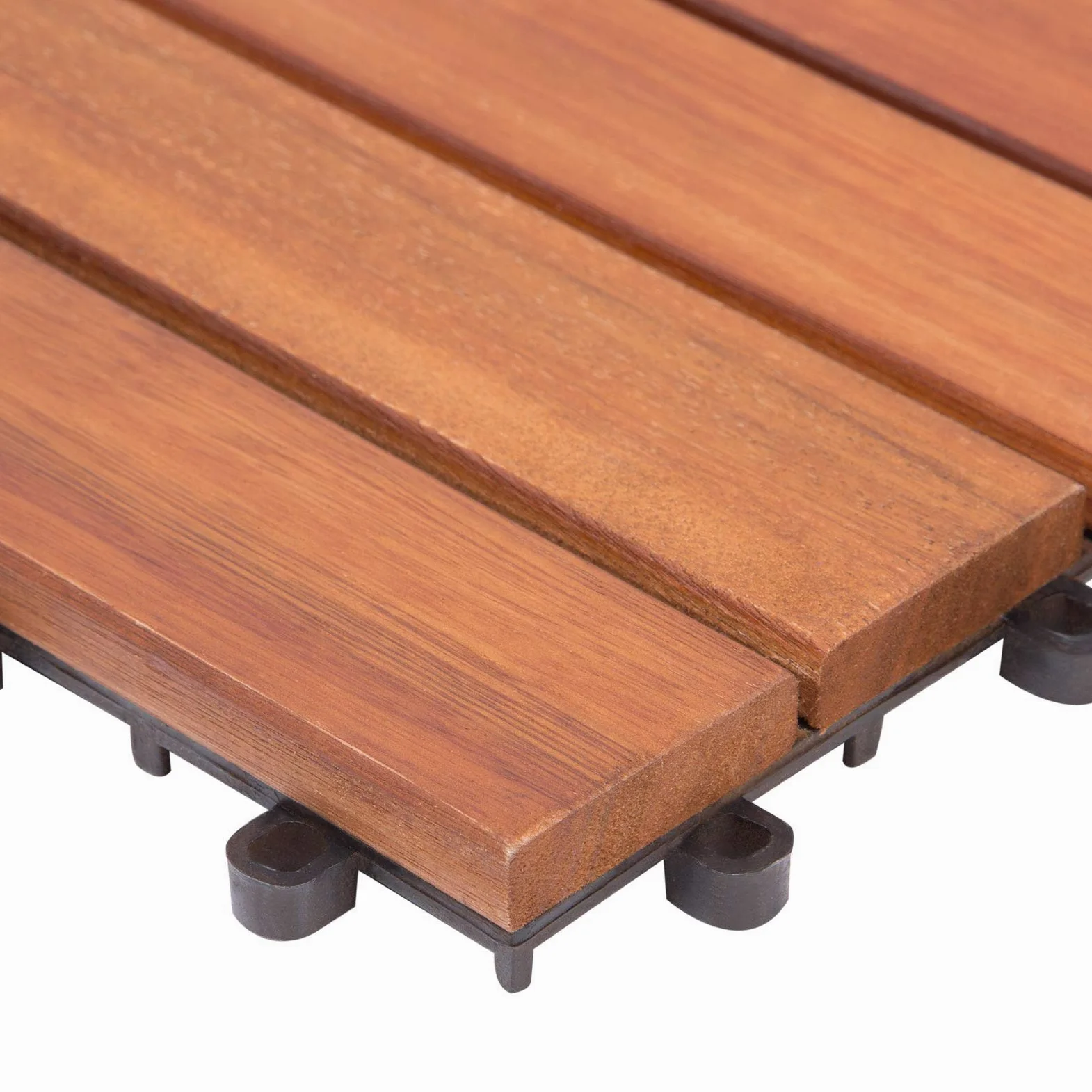 Casaria Piastrelle Legno Eucalipto 44pz Certificato FSC® Mattonelle 4m² ad Incastro 30x30cm Esterno