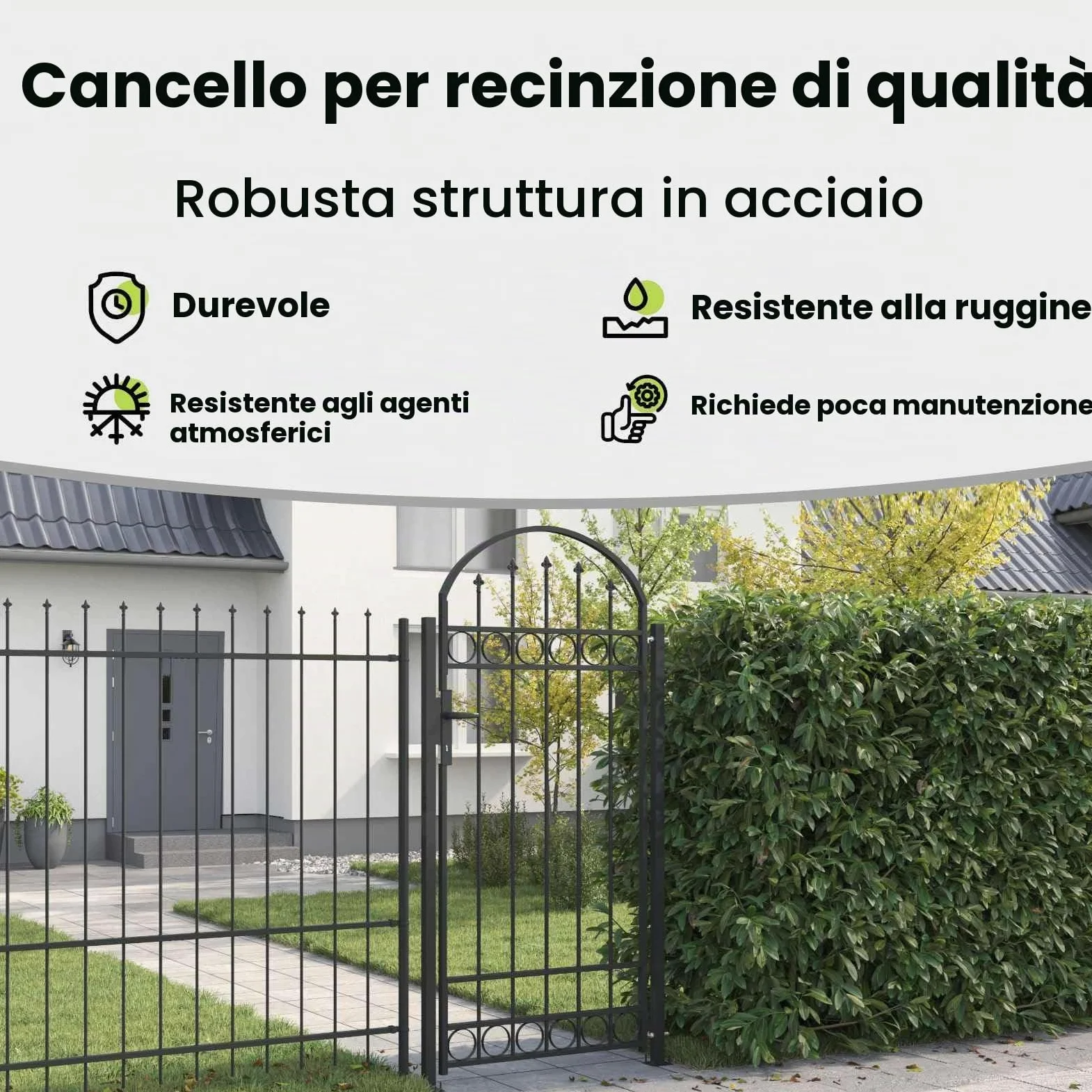 vidaXL Palo della recinzione ASSEN 200 x 88 x 14 cm Acciaio Grigio, Recinzione per Giardino e Terrazzo, Pilastri in Acciaio, Design Moderno, Soluzione Sicura per Esterni