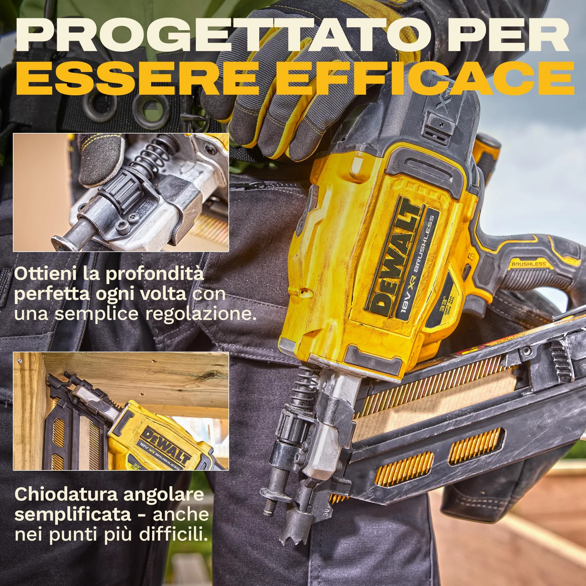 DEWALT 18V XR Chiodatrice per Strutture Brushless di Nuova Generazione, solo utensile, DCN950N-XJ