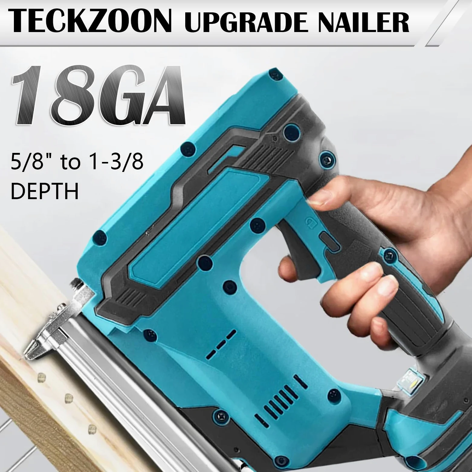 Upgrade Pistola sparachiodi senza fili 900W compatibile con batteria Makita 21V, set di utensili con 2 batterie da 21V e caricabatteria, doppia protezione