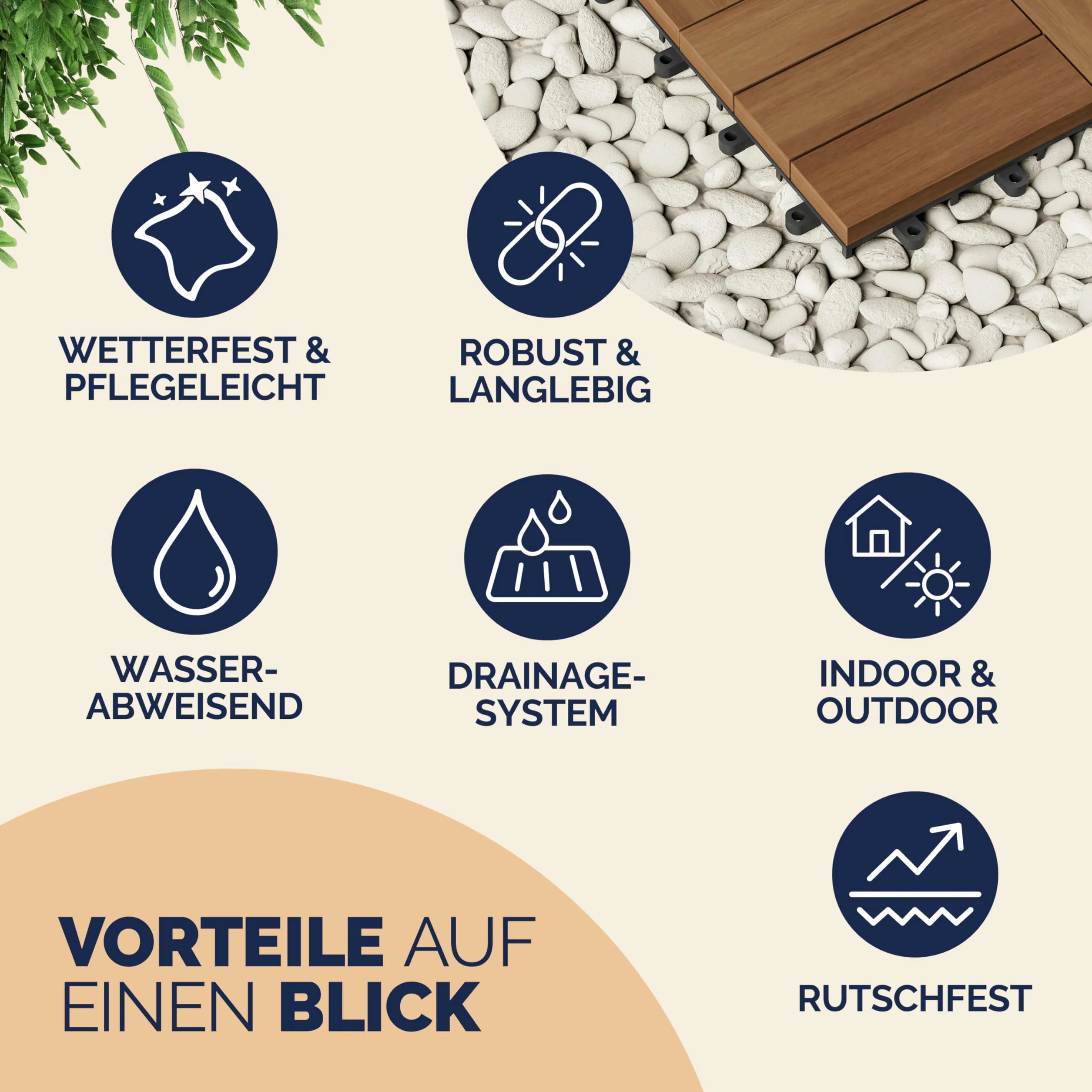 CASARIA Set 55 Piastrelle 30x30 cm in Legno di Acacia Certificato FSC® Superficie Totale 5 m² per Esterno Sistema a Incastro Pavimento per Terrazza Balcone Giardino Pavimentazione Mattonelle