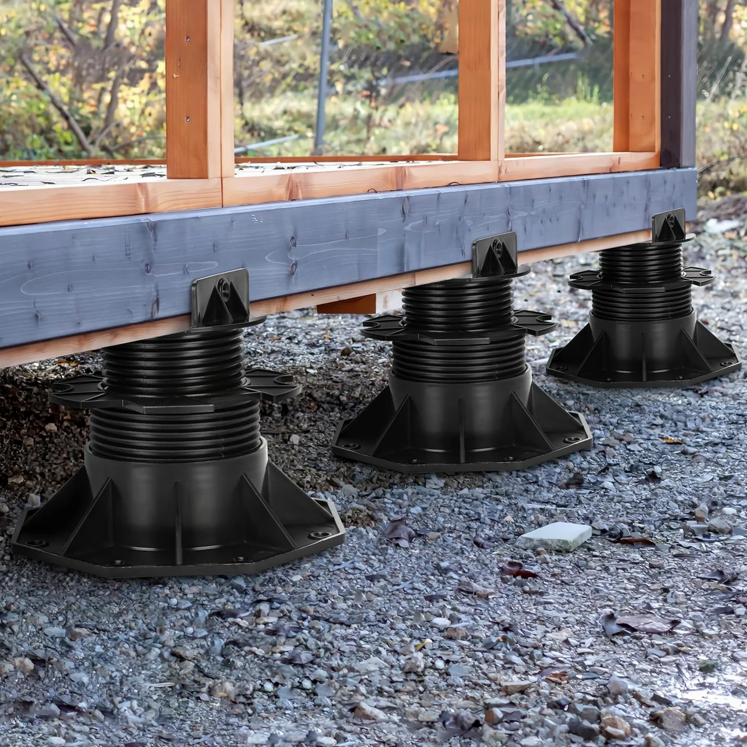 Herrselsam - 50 cuscinetti per pannelli, cuscinetti per piastre, supporti regolabili in altezza, 60 - 140 mm, per assi da terrazzo, per sottostruttura in legno, WPC e pietra