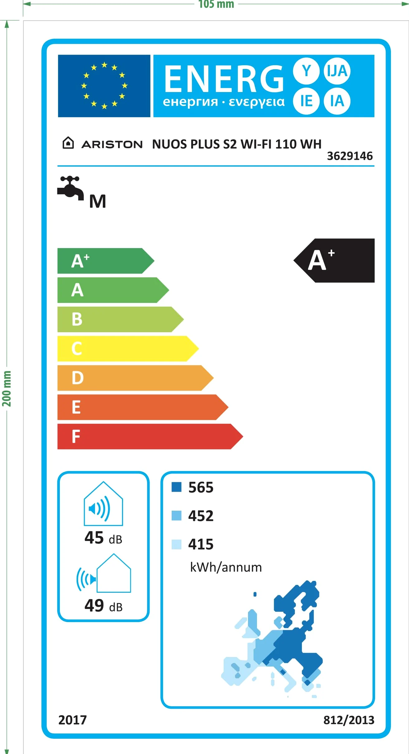 Ariston NUOS PLUS WIFI - Scaldabagno Termodinamico 110 litri - Risparmio energetico 80% - Funzione fotovoltaica - Progettato e realizzato per essere installato in Francia