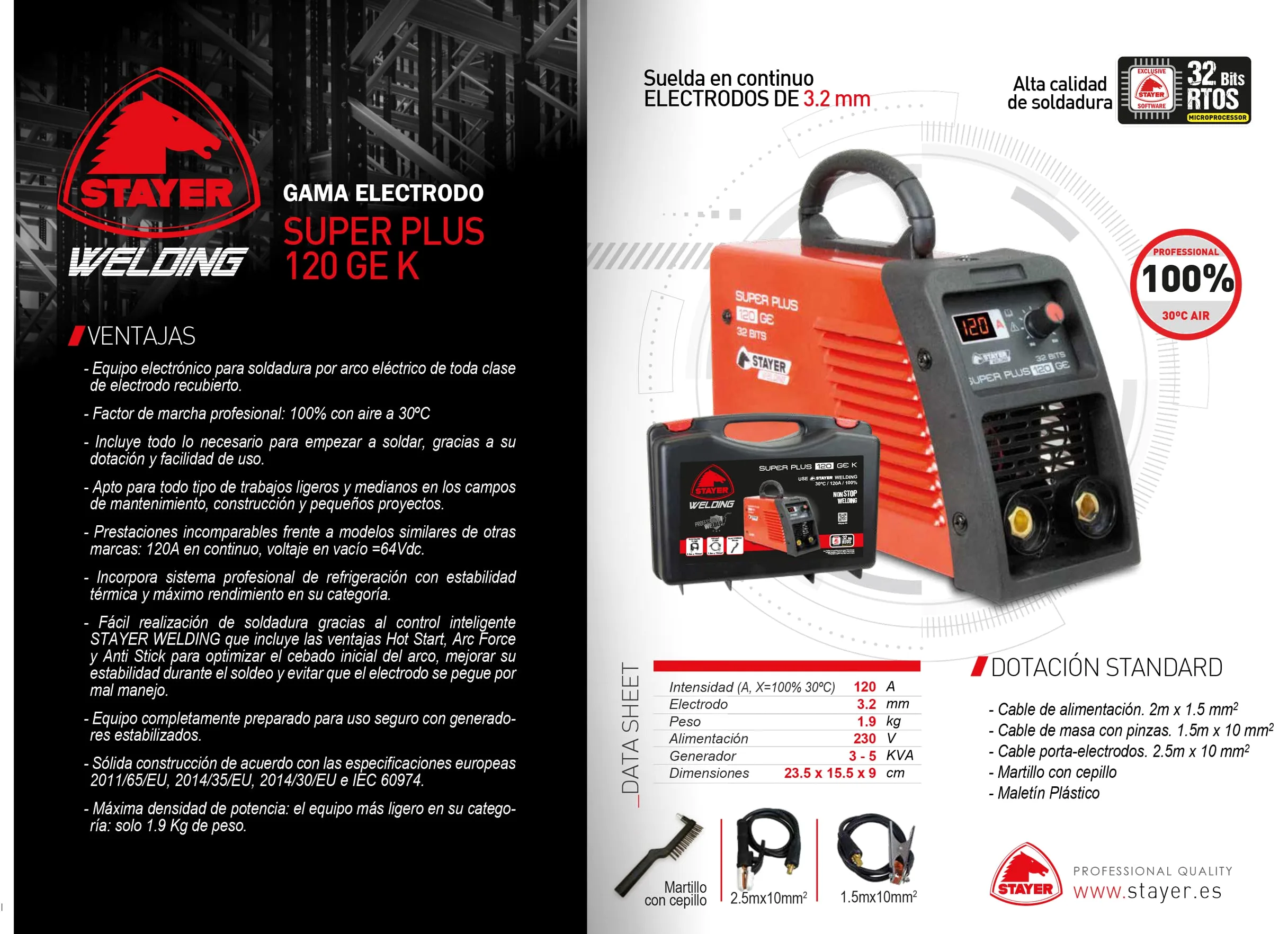 Equipo de soldadura inverter, SUPER PLUS 120 GEK