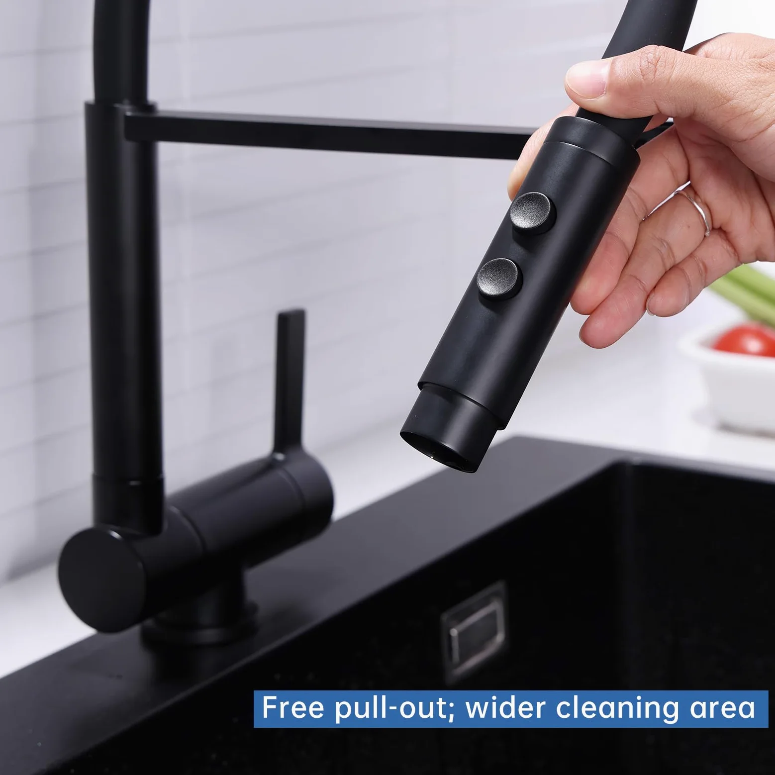 Rubinetto Lavello Cucina con Doccetta Nero Miscelatore Cucina Pieghevole Sottofinestra Rubinetti Cucina Flessibile con 2 Tipi di Spruzzo
