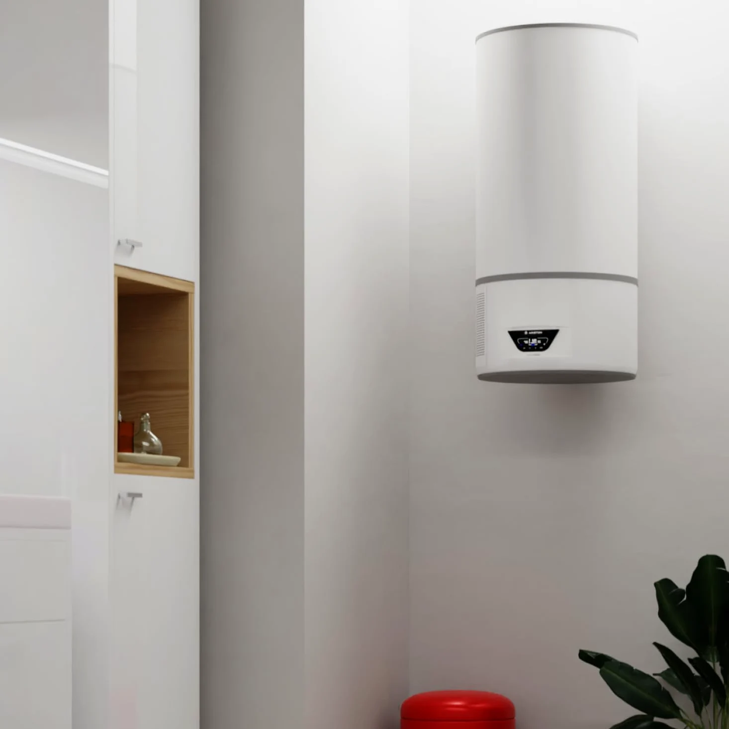 Ariston Lydos Hybrid-Wifi - Scaldabagno Elettrico 100 Litri Ibrido con Pompa di Calore, Verticale e Display LED ‎46,5x5,3x115,3 - Boiler Elettrico per Maggior Risparmio Classe A, Compatibile con Alexa