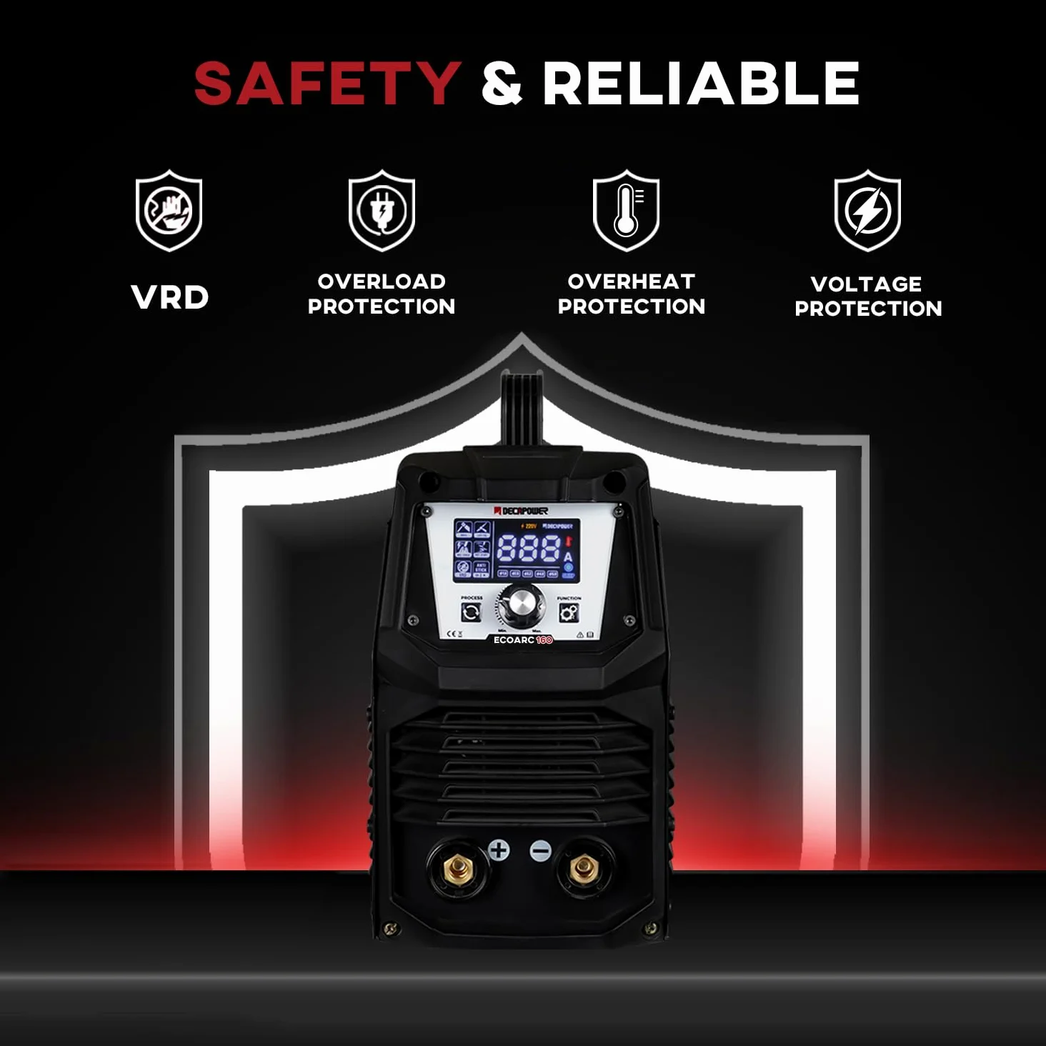 Decapower, ECOARC Saldatrice ad arco da 160 A, inverter MMA, saldatore portatile con schermo, per utilizzo casalingo (confezione da 1)