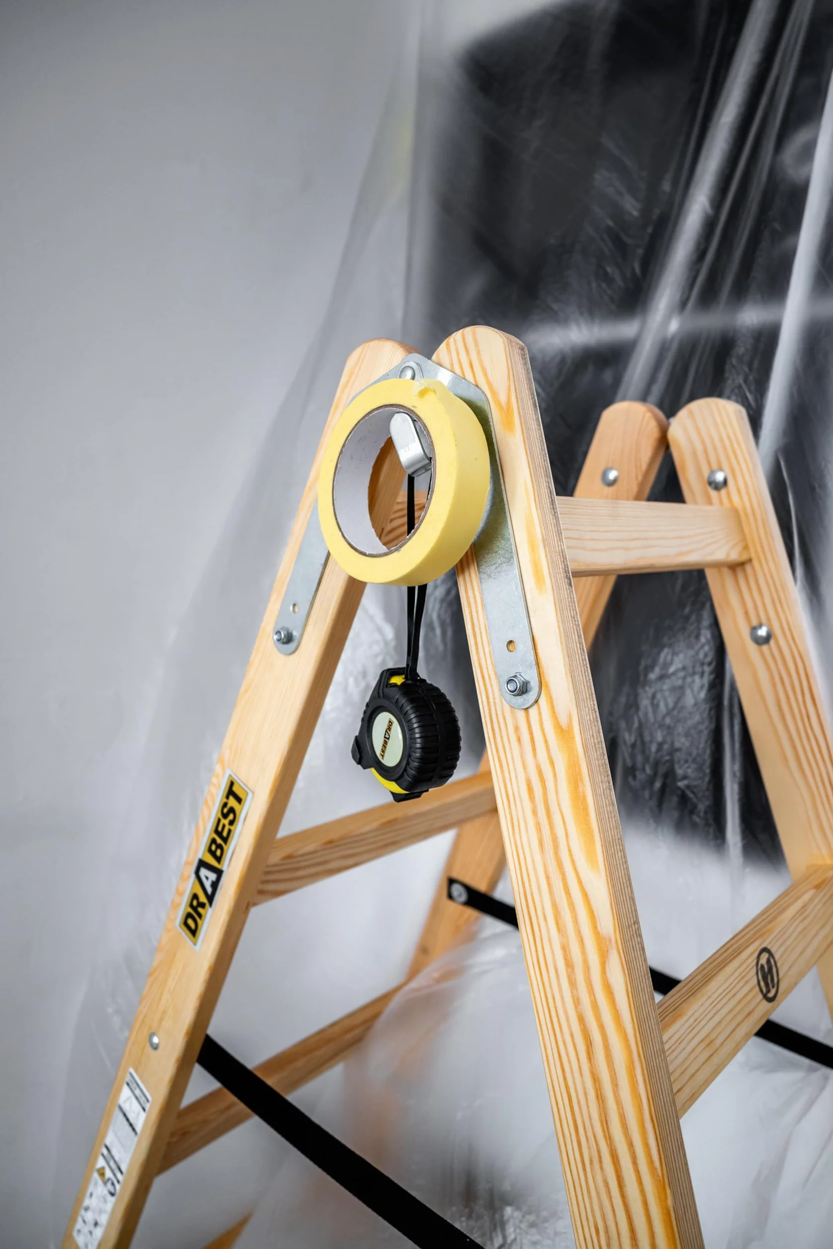 DRABEST - Scaletta pieghevole in legno per lavori di pittura 2x6 pioli m lunghezza calpestabile su entrambi i lati fino a 150 kg altezza di lavoro 1,82 m 3,3 m
