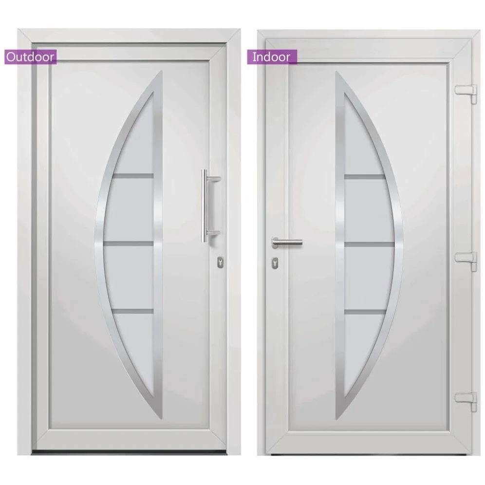 vidaXL Porta di Ingresso con Accessori Sicurezza Eleganza Entrata Casa Edifici Soglia Alluminio Rinforzi e Anima in Acciaio Bianca 108x200 cm