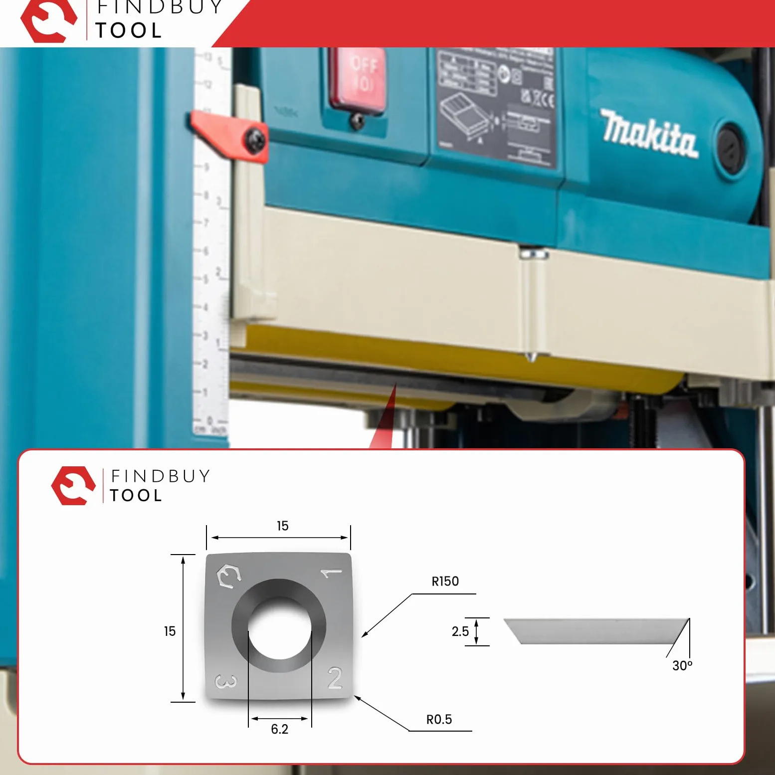 FindBuyTool - Testina elicoidale per pialla Makita 2012NB, testa di taglio a spirale da 12,5 pollici con design a spirale a 4 file, testa elicoidale con 55 inserti in carburo, basso rumore e