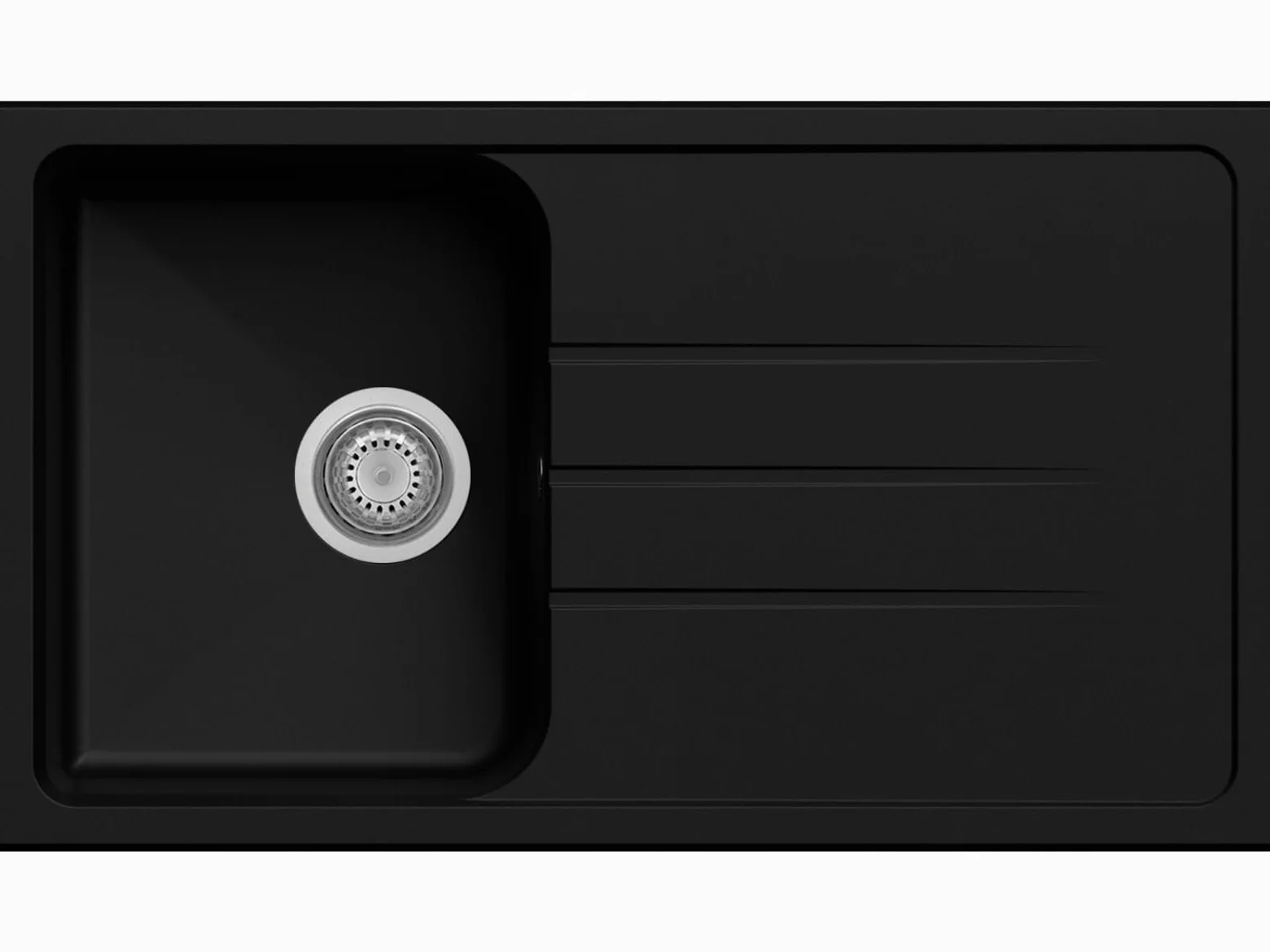 Lavello cucina Romeo nero 1 vasca con gocciolatoio cm 86 x 50 Made in Italy