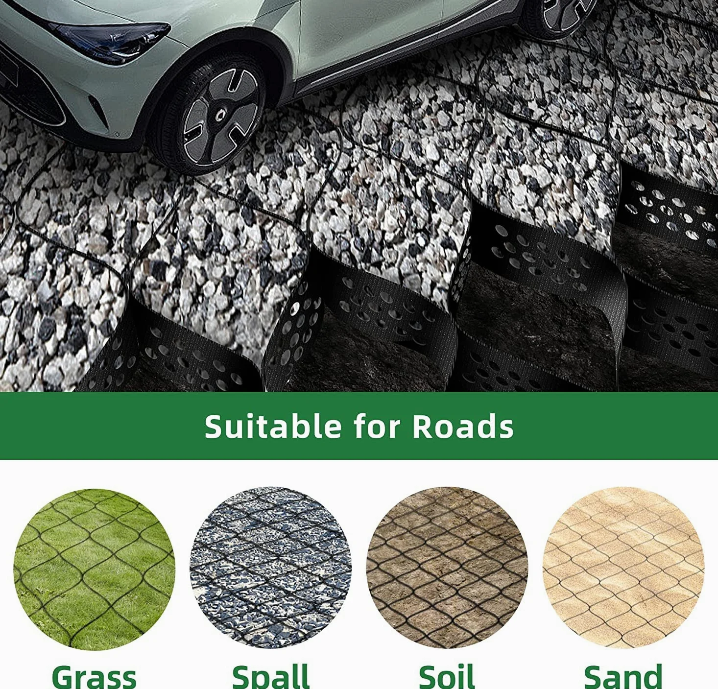 30m² Stabilizzatore Ghiaia Geogriglia, Stabilizzatore de Ghiaia per Ghiaia/carrabile/muri di Sostegno, Griglia in Geocell Plastica Flessibile Espandibile Lastra da Giardino