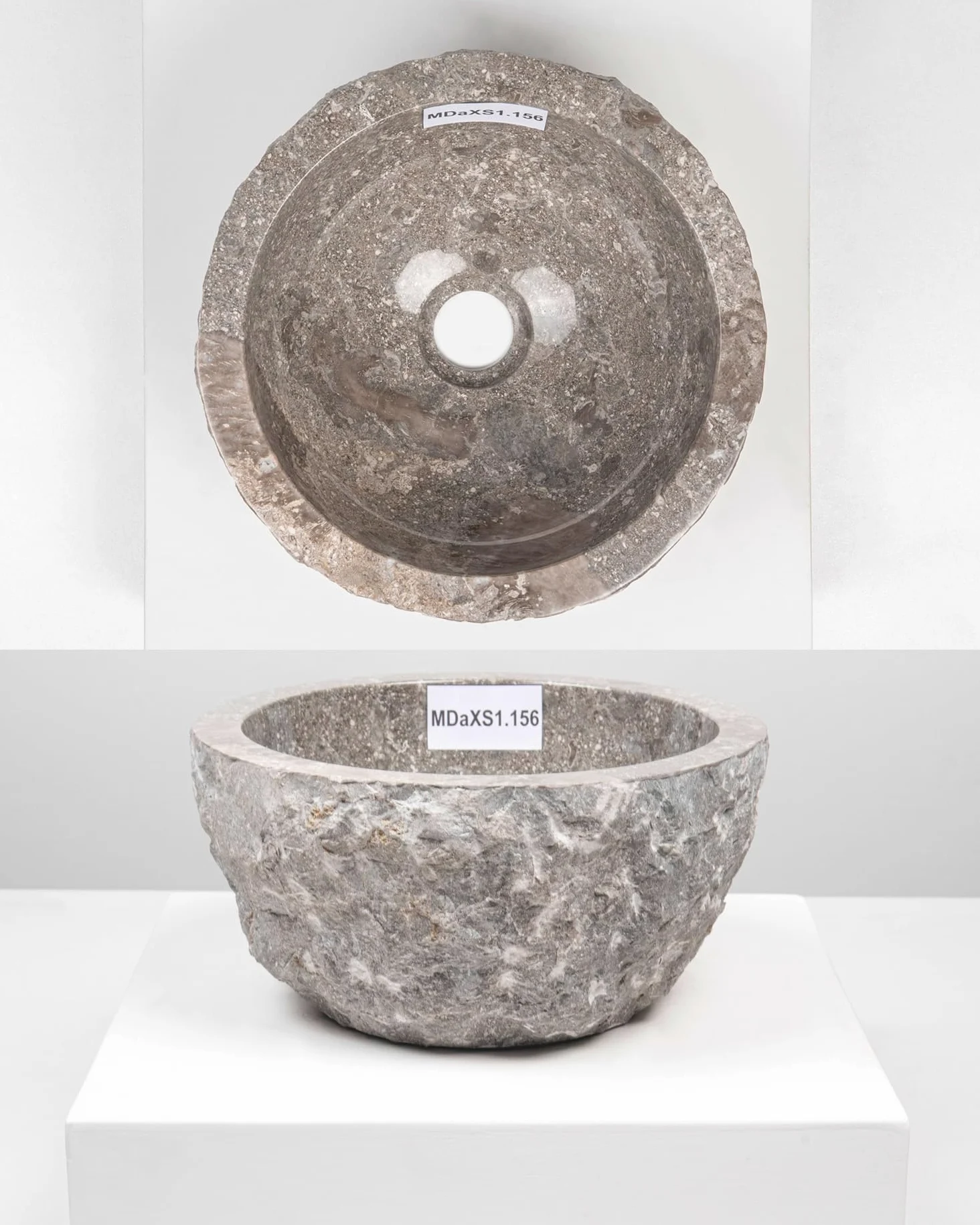 Lavabo in marmo, 30 cm, rotondo, colore grigio, con scelta unica