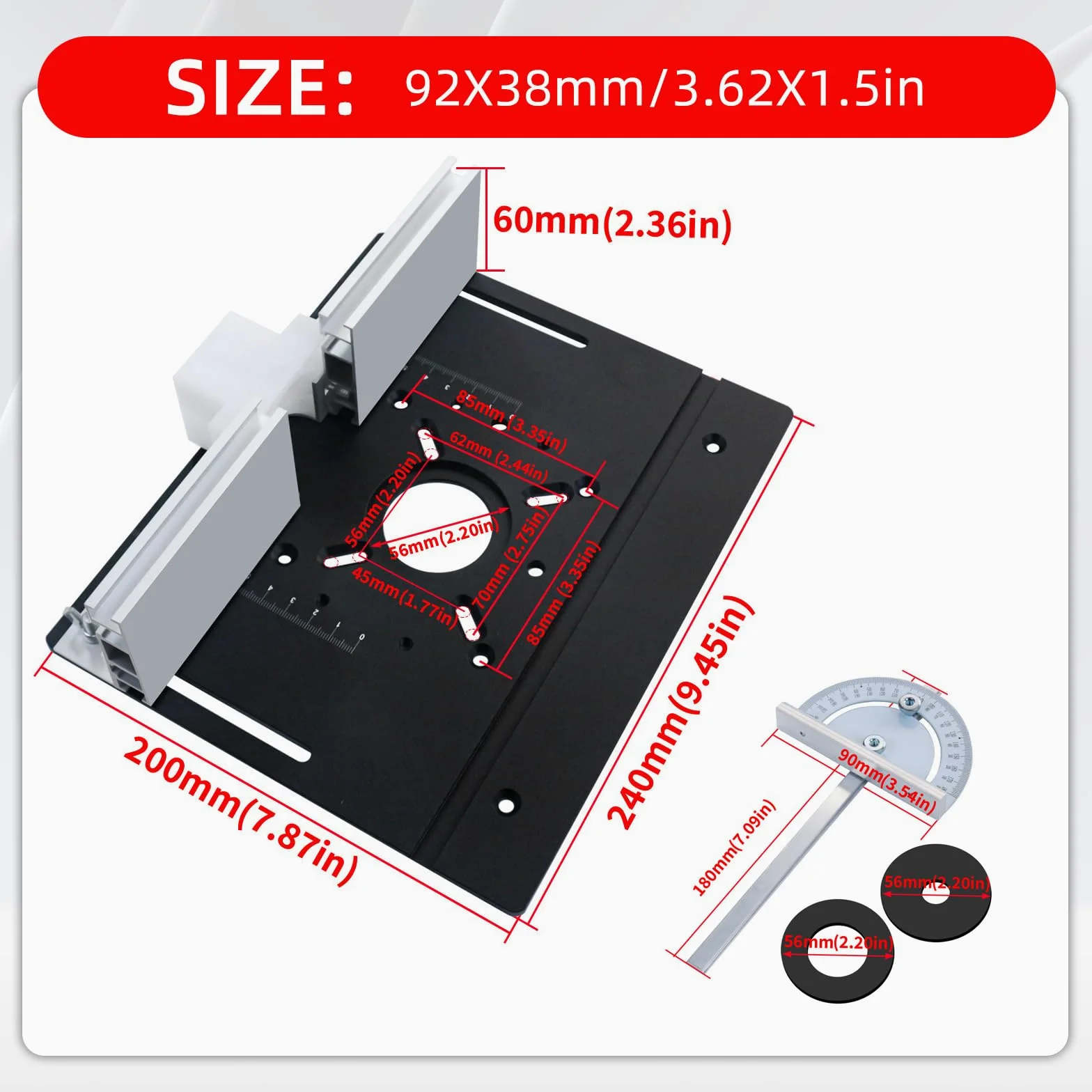 Flylin Sollevatore per fresatrice con piastra superiore, piastra in alluminio e kit di sollevamento per fresatrice, sistema di sollevamento di precisione per lavorazione del legno, scanalatura