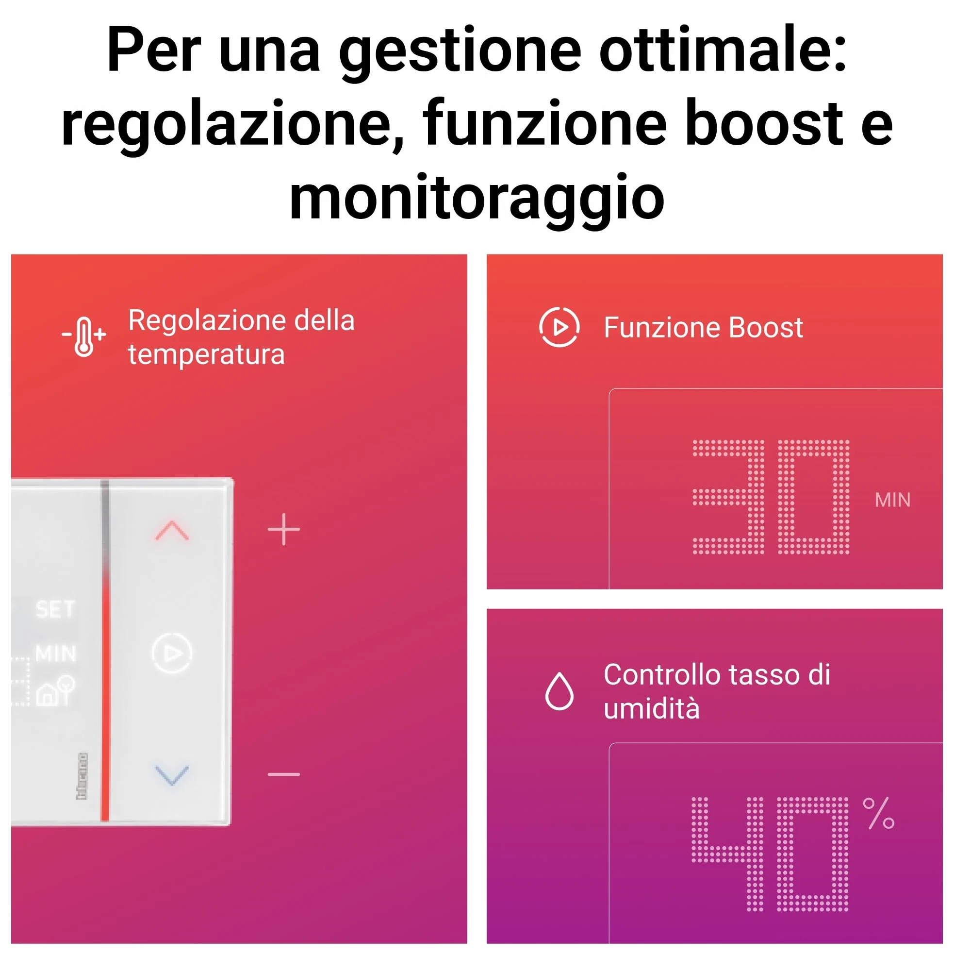 BTICINO SXW8002W Termostato WiFi Smarther2 with Netatmo, Termostato Caldaia da Parete, Controllo anche da Remoto con App, Alexa, Google Assistant, Apple HomeKit, Programmabile, Risparmio Energetico