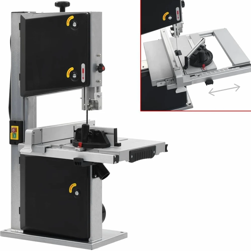 vidaXL Sega a Nastro Profondità di Taglio 245 mm per Legno Morbido Duro Tavolo Inclinabile Segatrice da Banco Troncatrice in Acciaio Nero e Argento