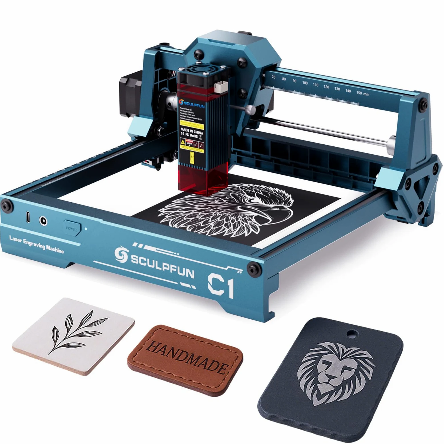 SCULPFUN C1 Mini Macchina per Incisione Laser – Incisore Laser 3W, Precisione 0,04 mm, Plug-and-Play, Ideale per Lavori Fai-da-Te su Legno, Acrilico e Pelle