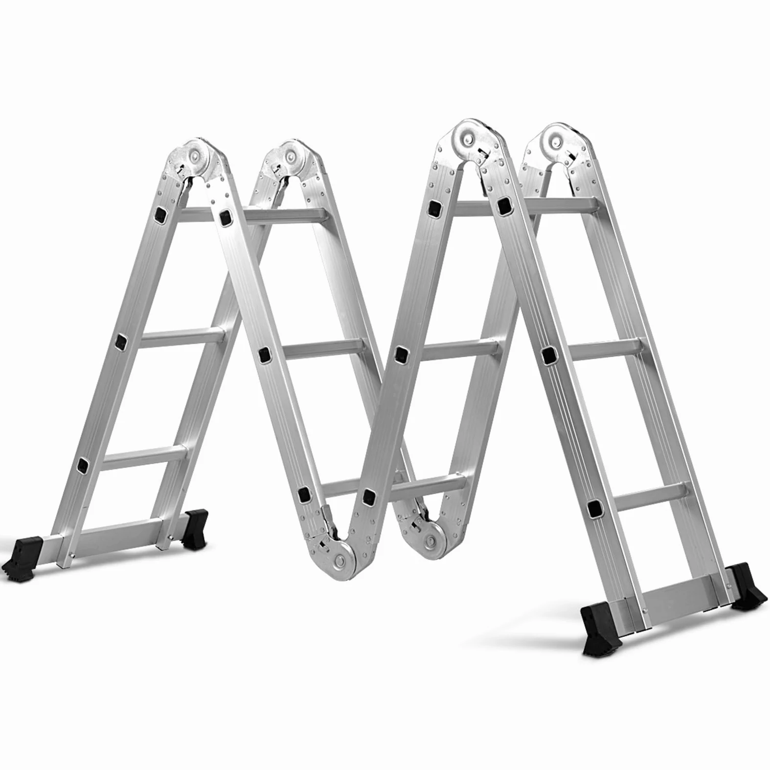 COSTWAY Scala Pieghevole Multiuso, Scala Estensibile con Struttura in Alluminio, Facile da Conservare, Piccola Scala per Uso Interno ed Esterno