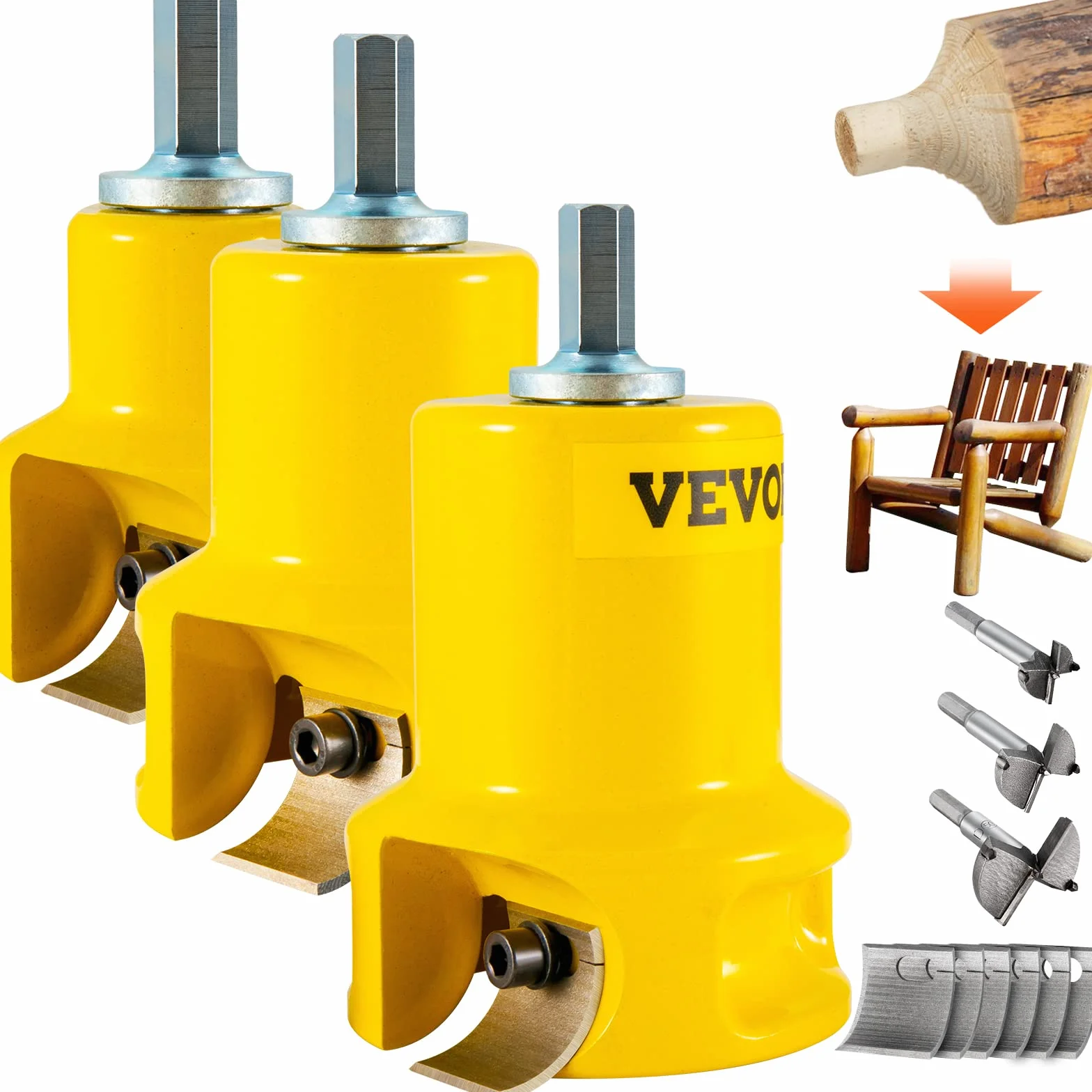 VEVOR Taglierina per tenoni, 1"/25,4 mm e 1,5"/38 mm e 2"/50,8 mm, Taglierina per mobili in alluminio e acciaio di alta qualità, con doppie lame curve e viti a bottone Home Master Kit, Strumento comme