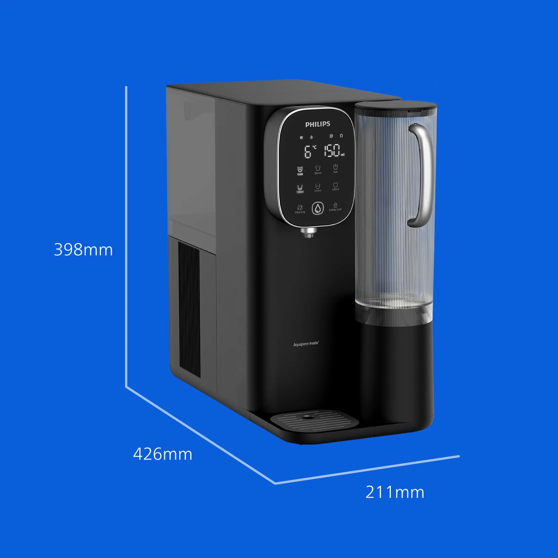 Philips Water Stazione dell'acqua a osmosi inversa ADD6912BK/10: elimina fino a 110 sostanze, riscaldamento e raffreddamento istantanei, durata del filtro di 1 anno