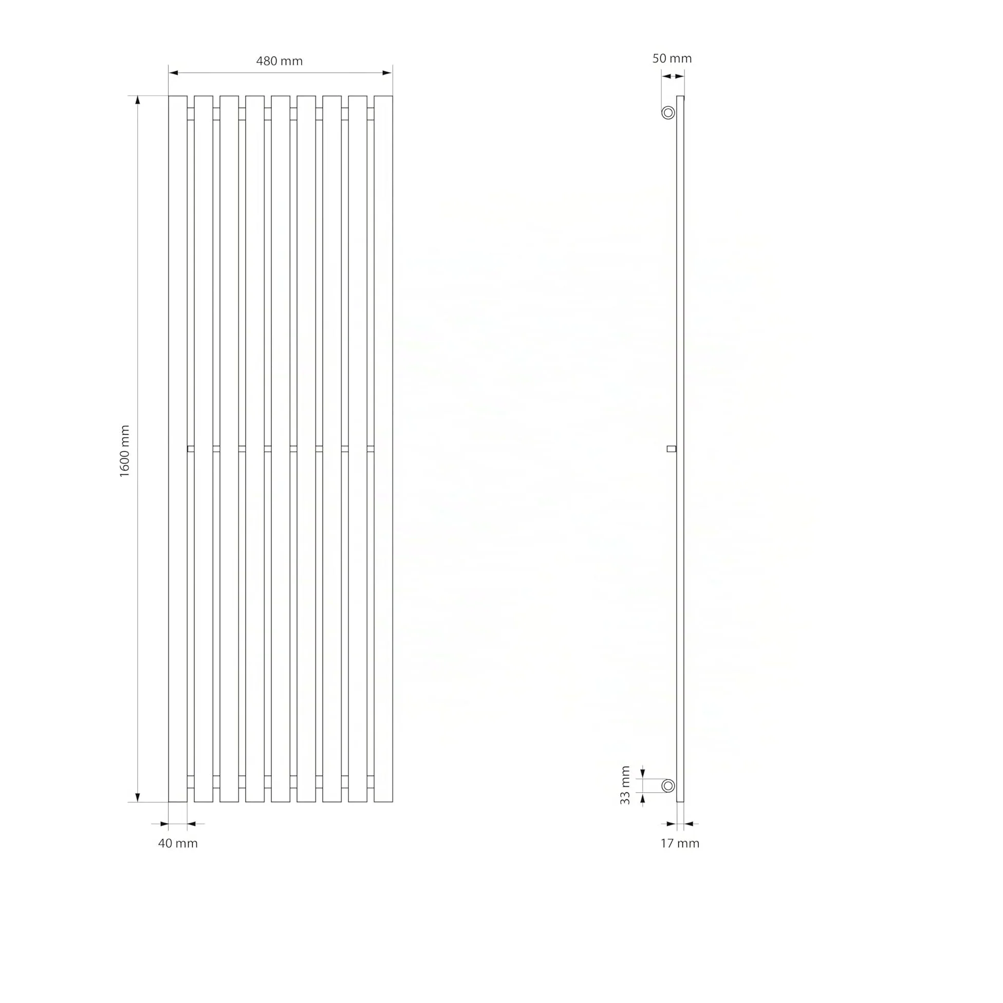 ECD Germany Radiatore Termosifone Termoarredo Scaldasalviette Stella Verticale Piatto - 480 x 1600 mm - Antracite - Radiatore Scaldasalviette Asciugamani da bagno Verticale Piatto 480x1600 mm