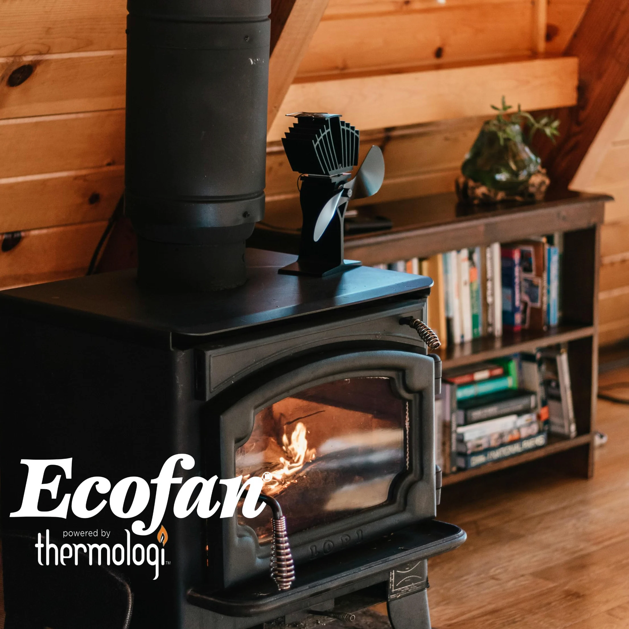 Ecofan 812AMKBX - Ventola per stufa a legna, alimentata a calore, in nichel, bilingue