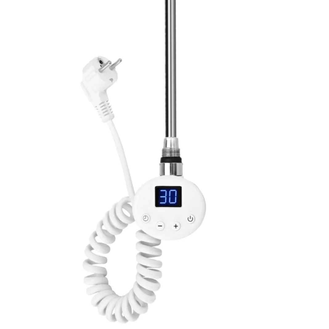 EMKE Barra riscaldante con termostato da 600 W, Colore Bianco, Elemento riscaldante per termosifoni da Bagno con Schermo LCD, Cartuccia riscaldante in Acciaio Inox, Adatta per radiatori